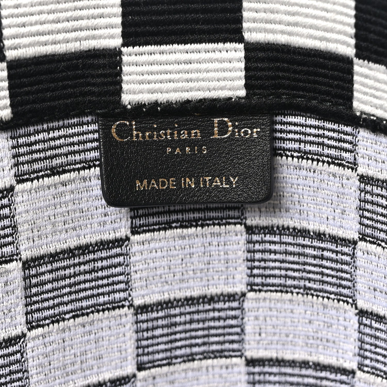 Christian Dior Canvas Embroidered Checkered Book Tote Black White 6 of 10