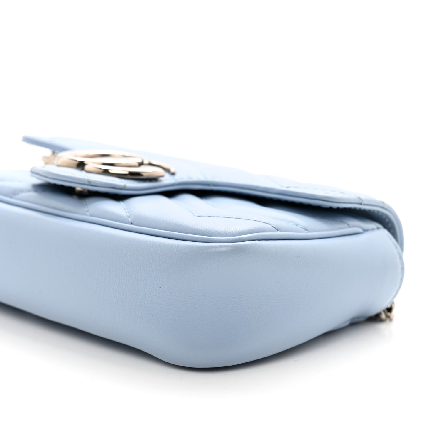 Calfskin Matelasse Super Mini GG Marmont Shoulder Bag Porcelain Light Blue