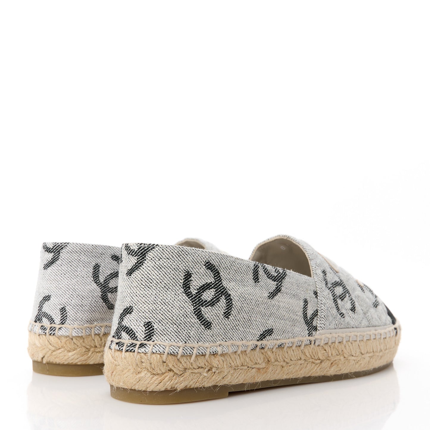 Cotton Jacquard Grosgrain CC Print Espadrilles 40 Grey Black