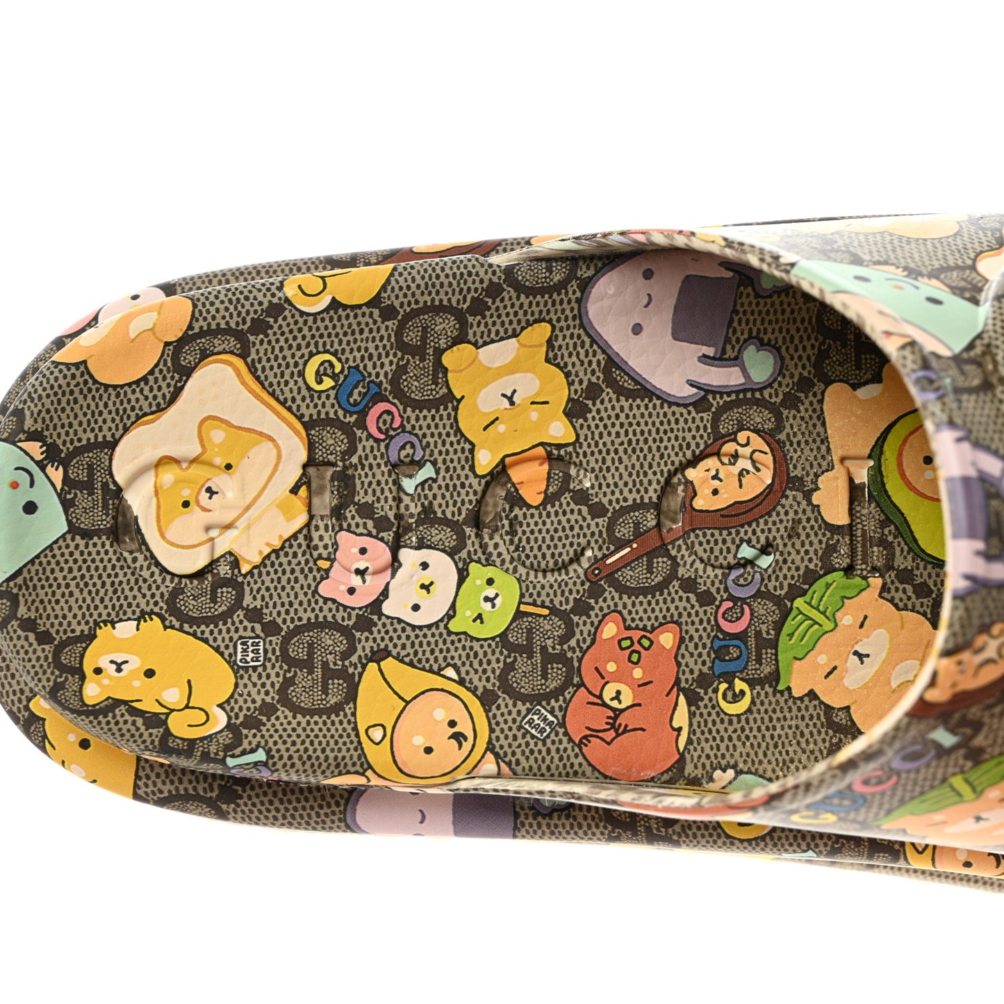 X PIKARAR Cubic Rubber Monogram Animal Print Womens Interlocking G Platform 42mm Slide Sandals 37 Beige Ebony Multicolor