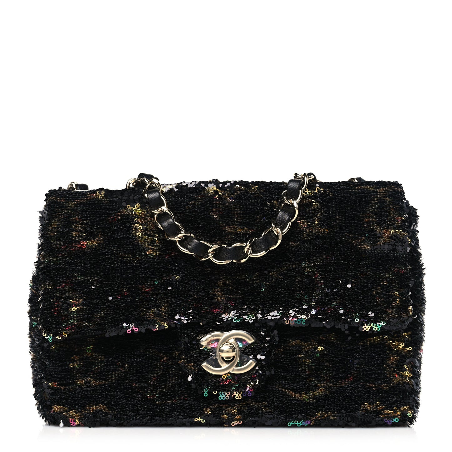 Sequin CC Small Single Flap Black Multicolor