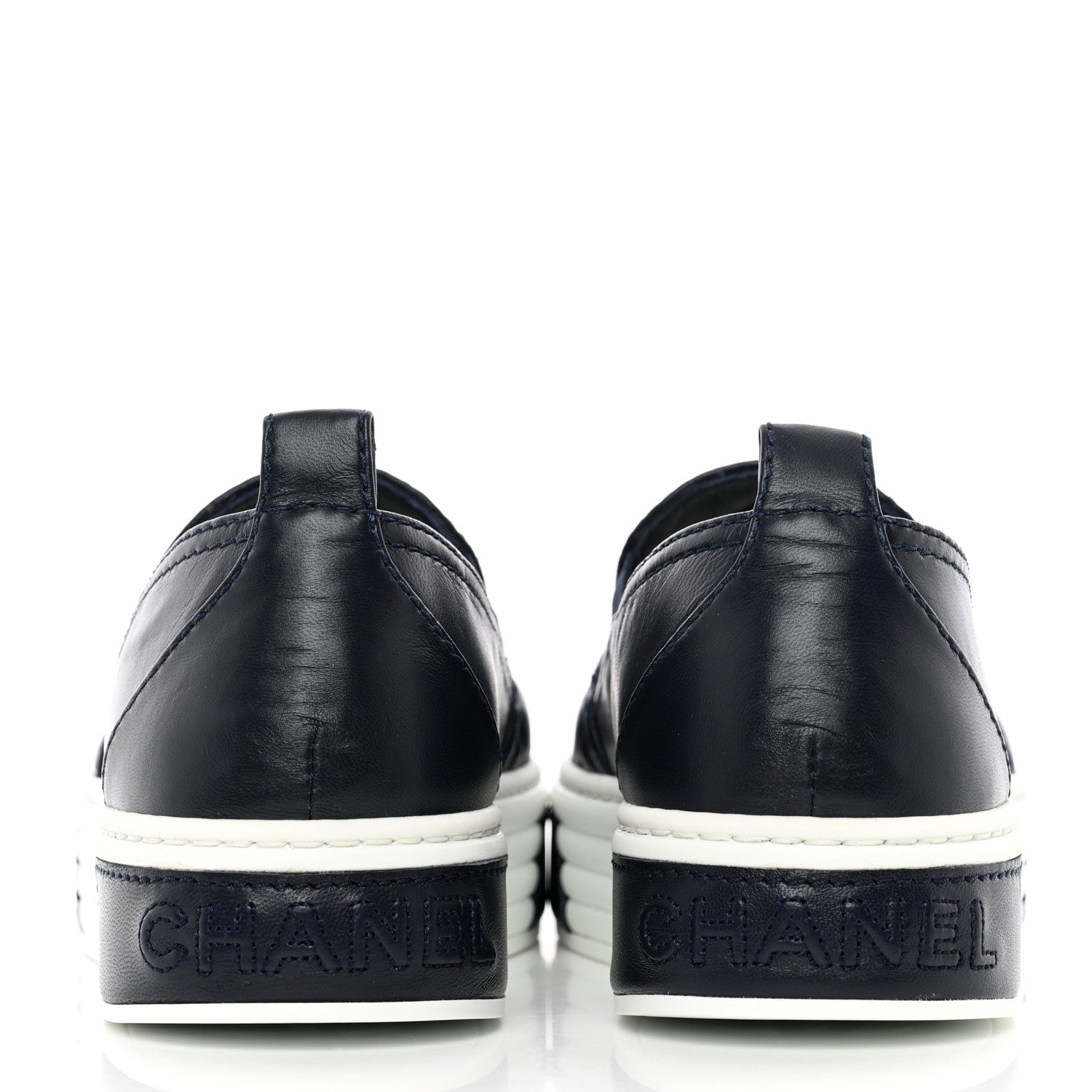 Chanel Lambskin Quilted Womens CC Stroll Sneakers 36 Dark Blue Black 5 of 13