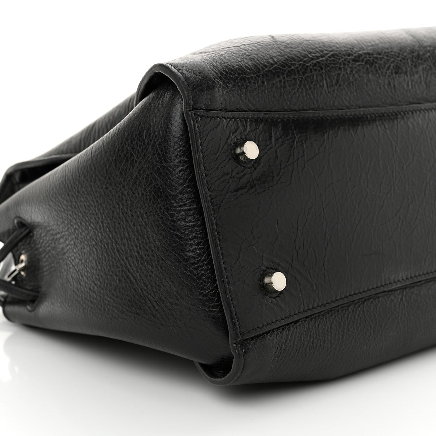 High Shine Calfskin Iris Tote Black