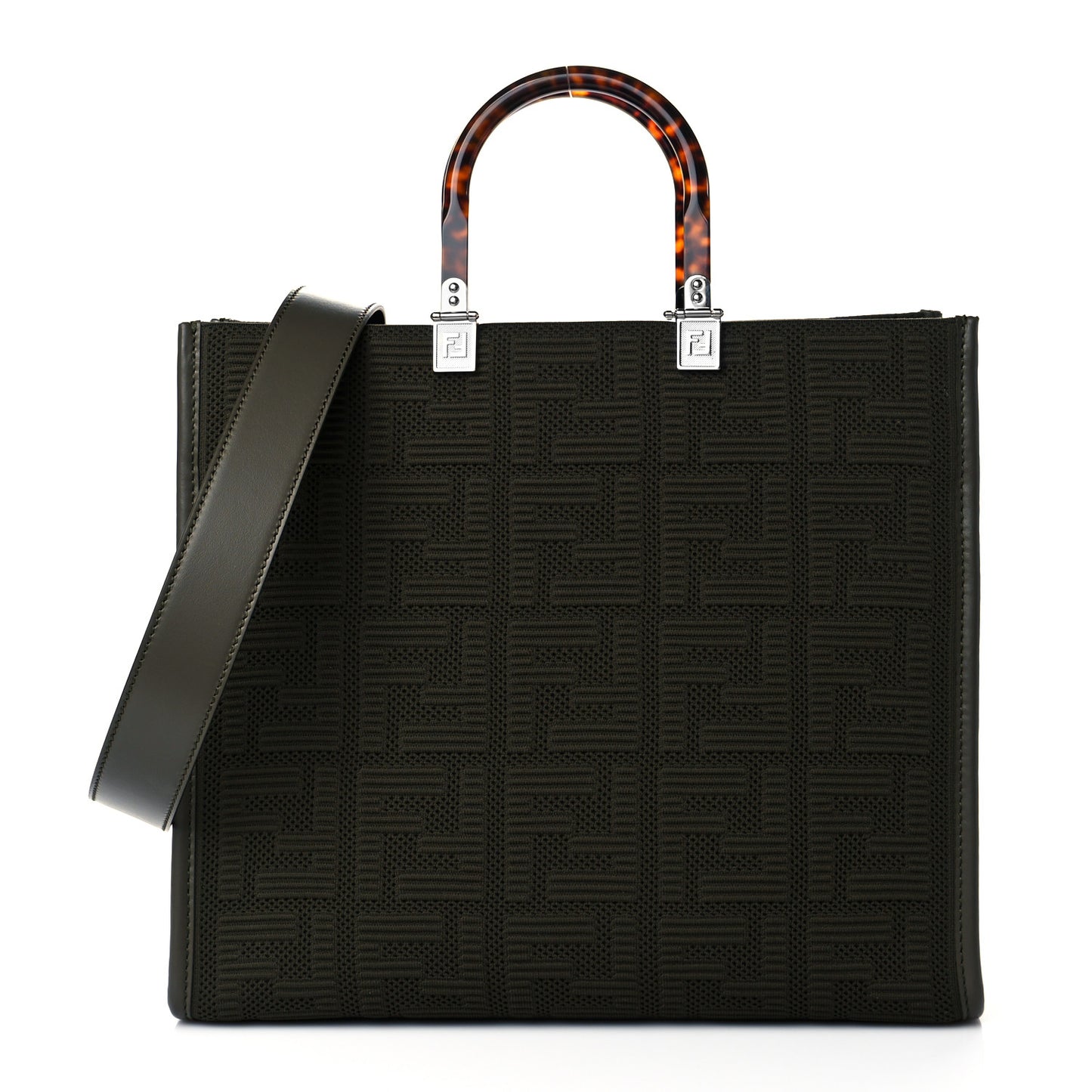 Technical Fabric Plexiglass FF Medium Fendi Sunshine Shopper Tote Wood