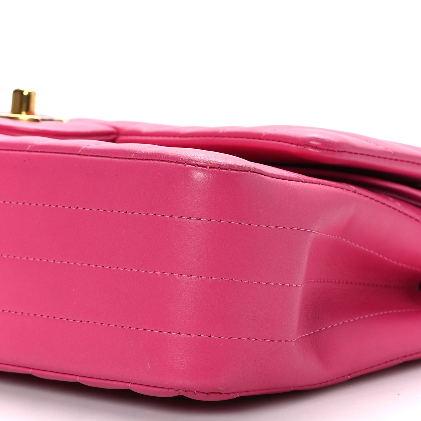 Lambskin Chevron Quilted Medium Double Flap Pink
