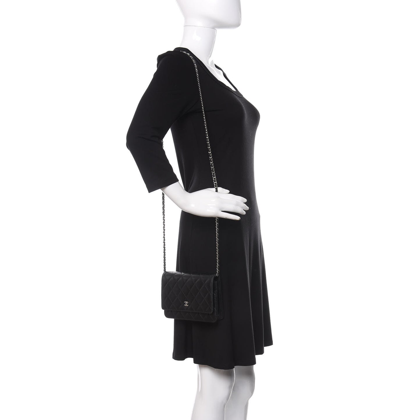 Lambskin Quilted Wallet On Chain WOC Black