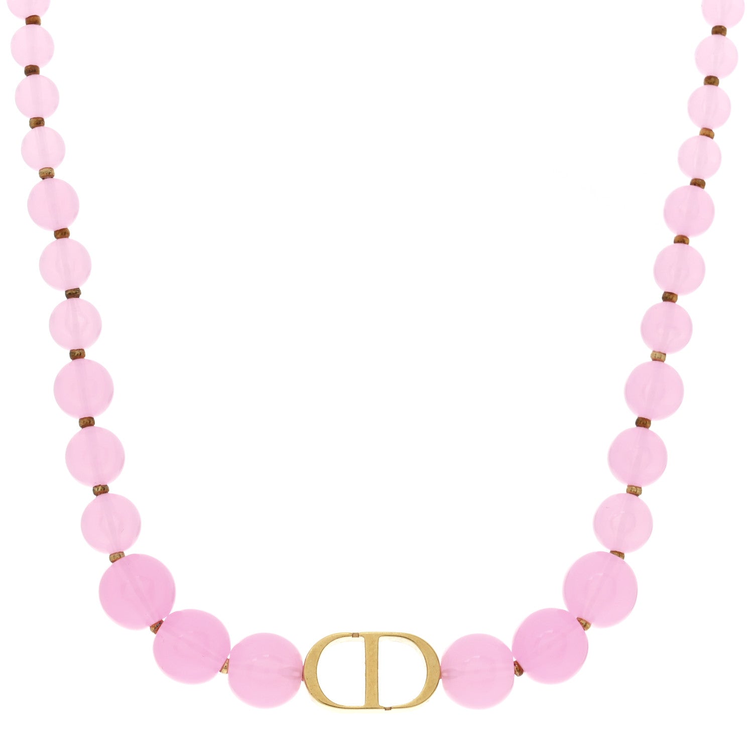 Christian Dior Metal Resin Bead 30 Montaigne Choker Necklace Pink