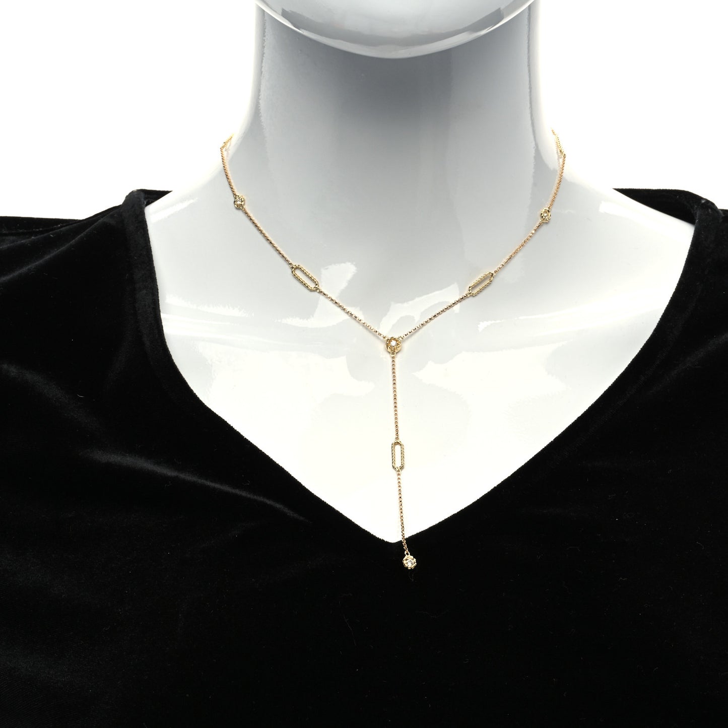18K Yellow Gold Diamond Barocco Y Drop Necklace