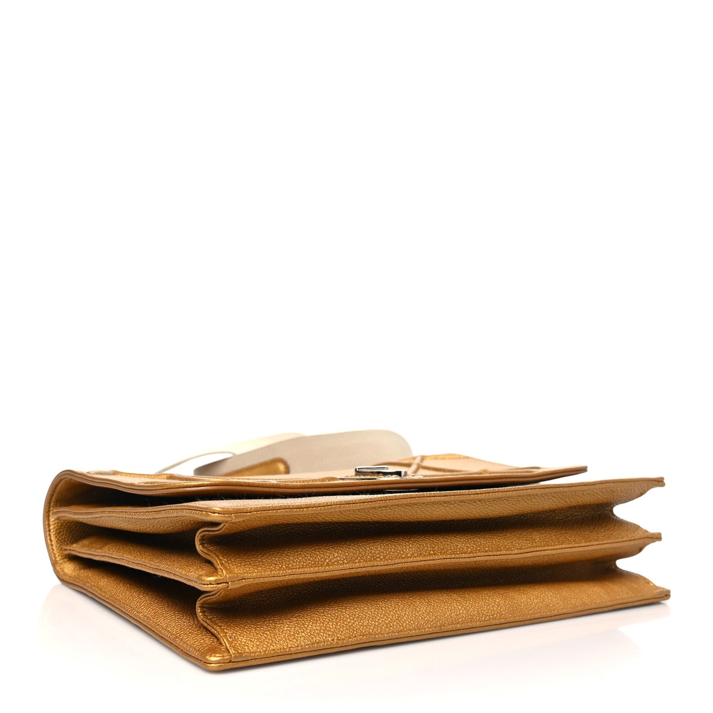 Metallic Grained Calfskin Diorama Satchel Gold