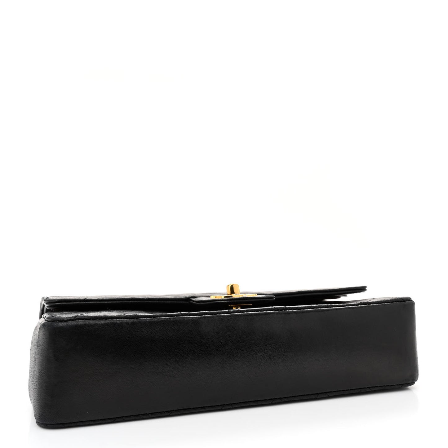 Lambskin Quilted Medium Double Flap Black