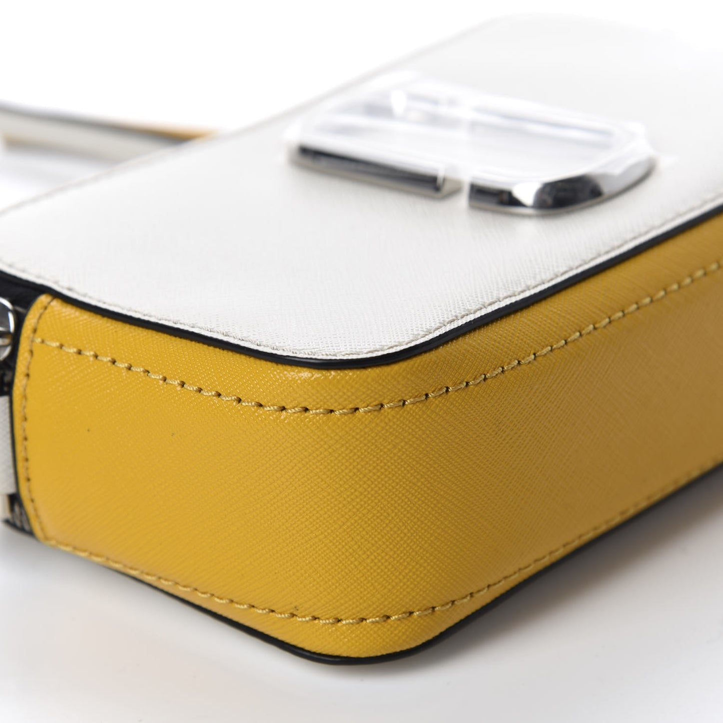 Saffiano Small Snapshot Camera Bag White Yellow