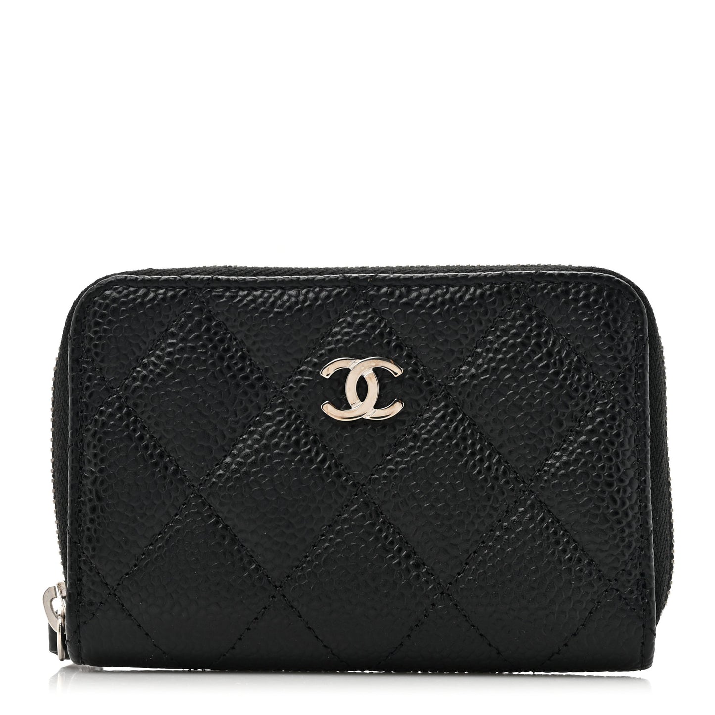 Caviar Quilted Zip Coin Purse Black