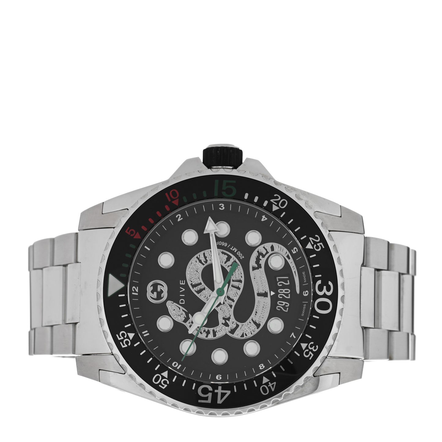 Stainless Steel 45mm Dive Snake Quartz Watch Black