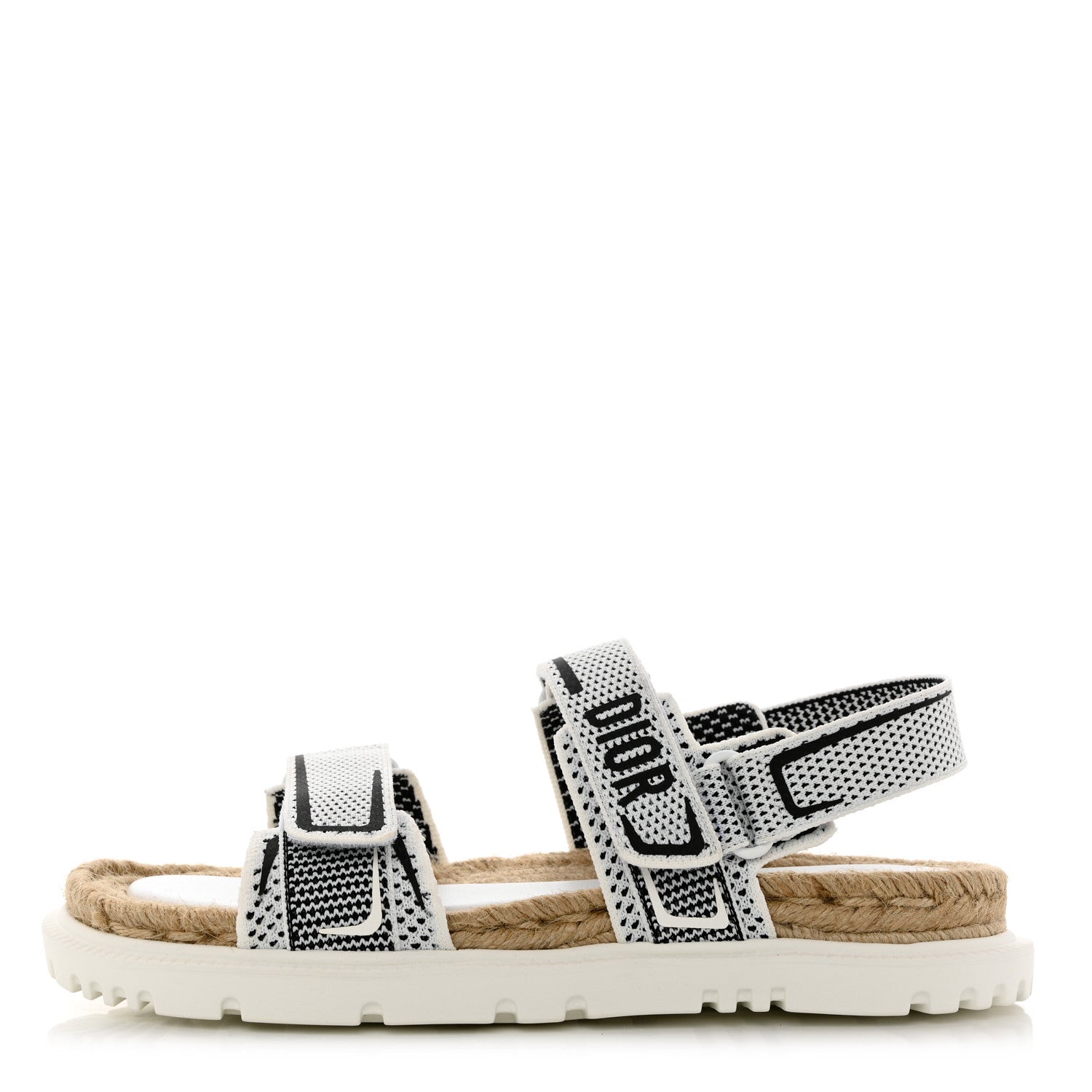 Christian Dior Technical Knit Jute Dioract 10mm Sandals 41 White Black 1 of 8