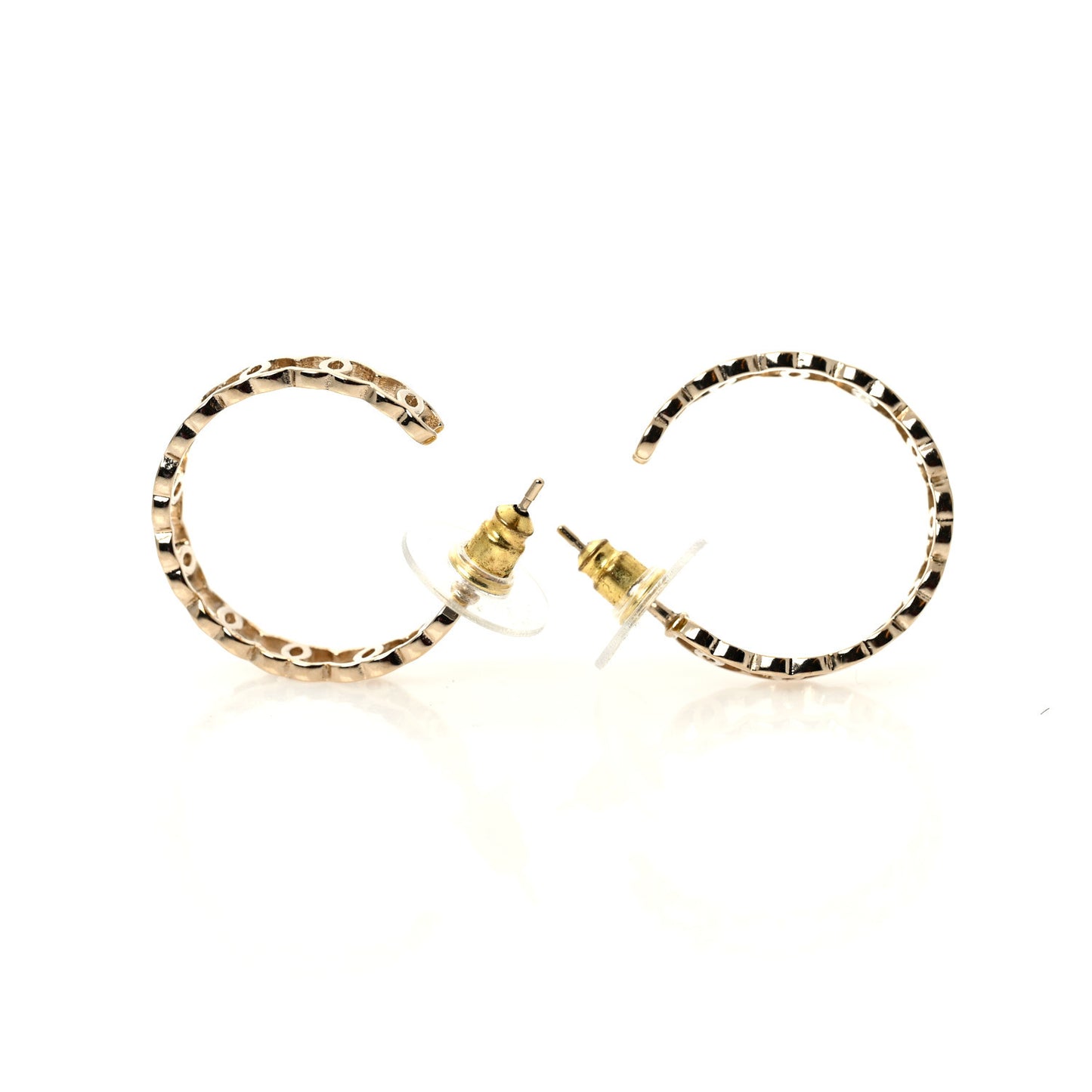 Metal CC Hoop Earrings Gold