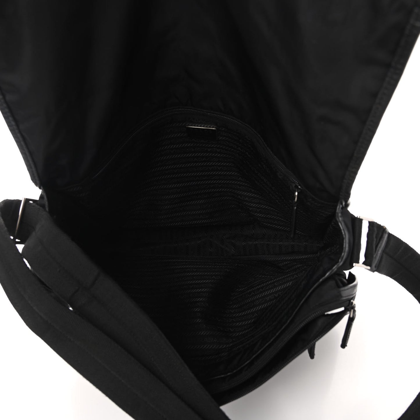 Tessuto Nylon Saffiano Logo Messenger Bag Black