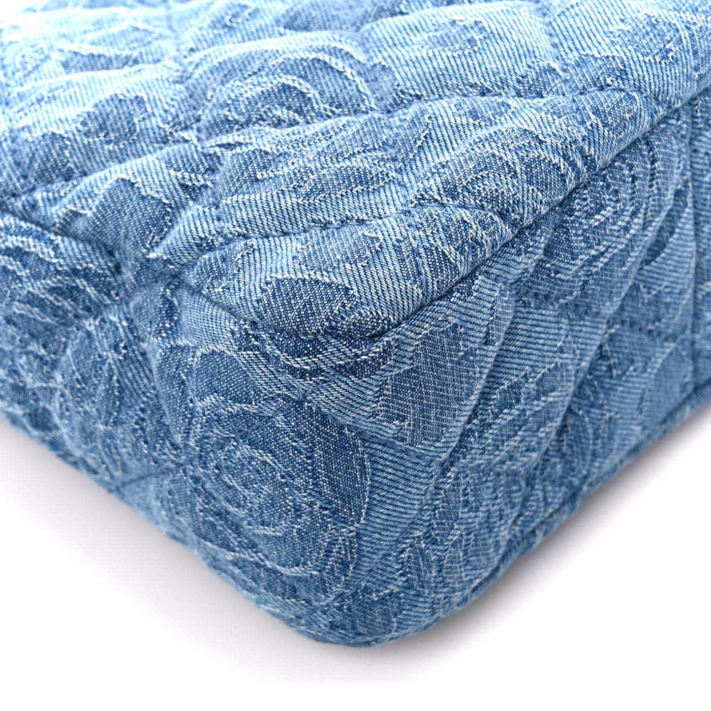 Denim Quilted Camellia Sweetheart Small Hobo Blue