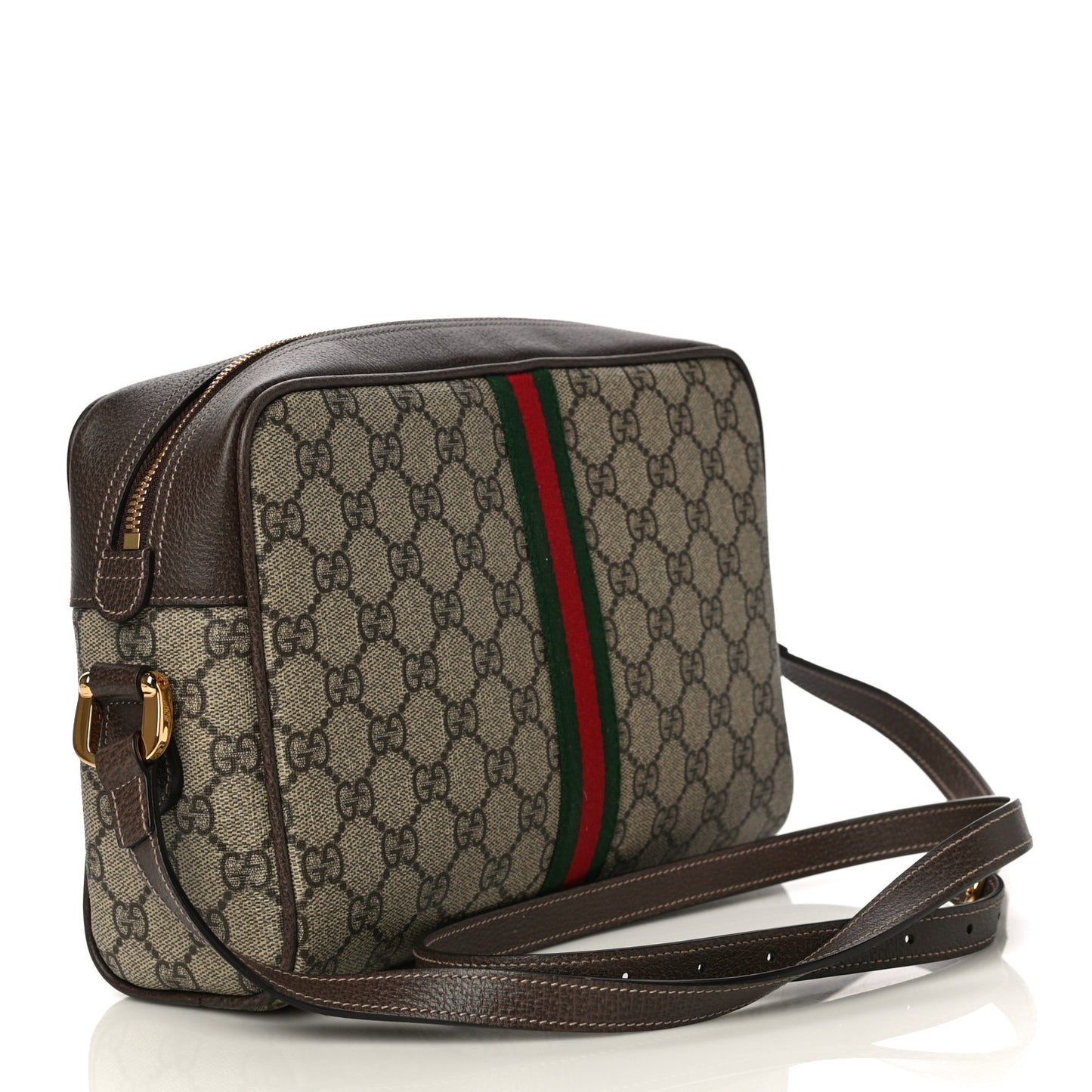 GG Supreme Monogram Web Small Ophidia Shoulder Bag Brown