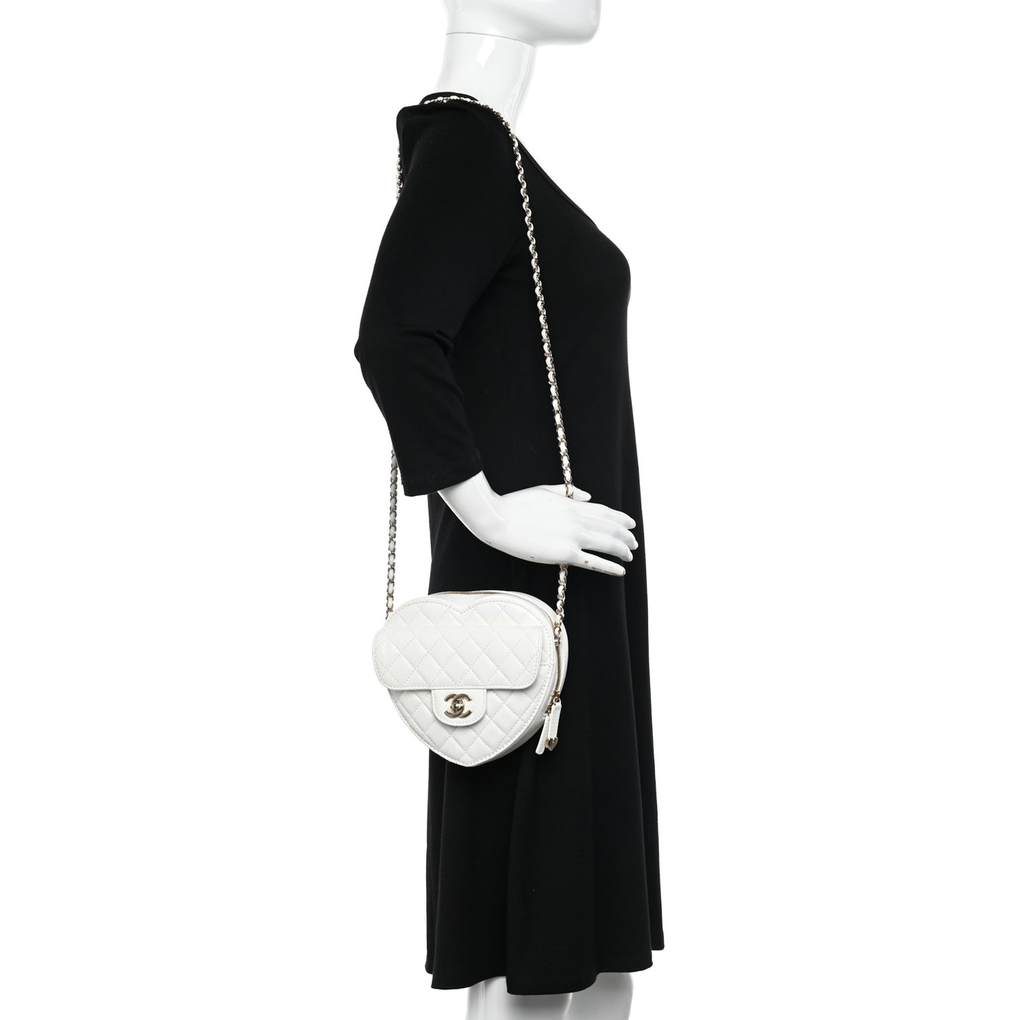 Lambskin Quilted CC In Love Heart Bag White