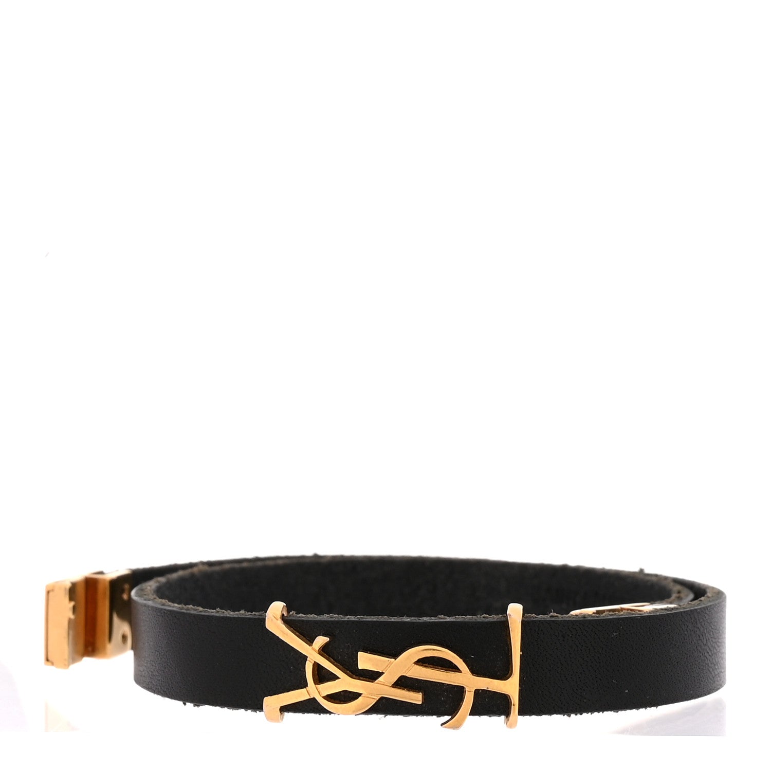 Saint Laurent Calfskin Opyum Double Wrap Bracelet Black 1870753