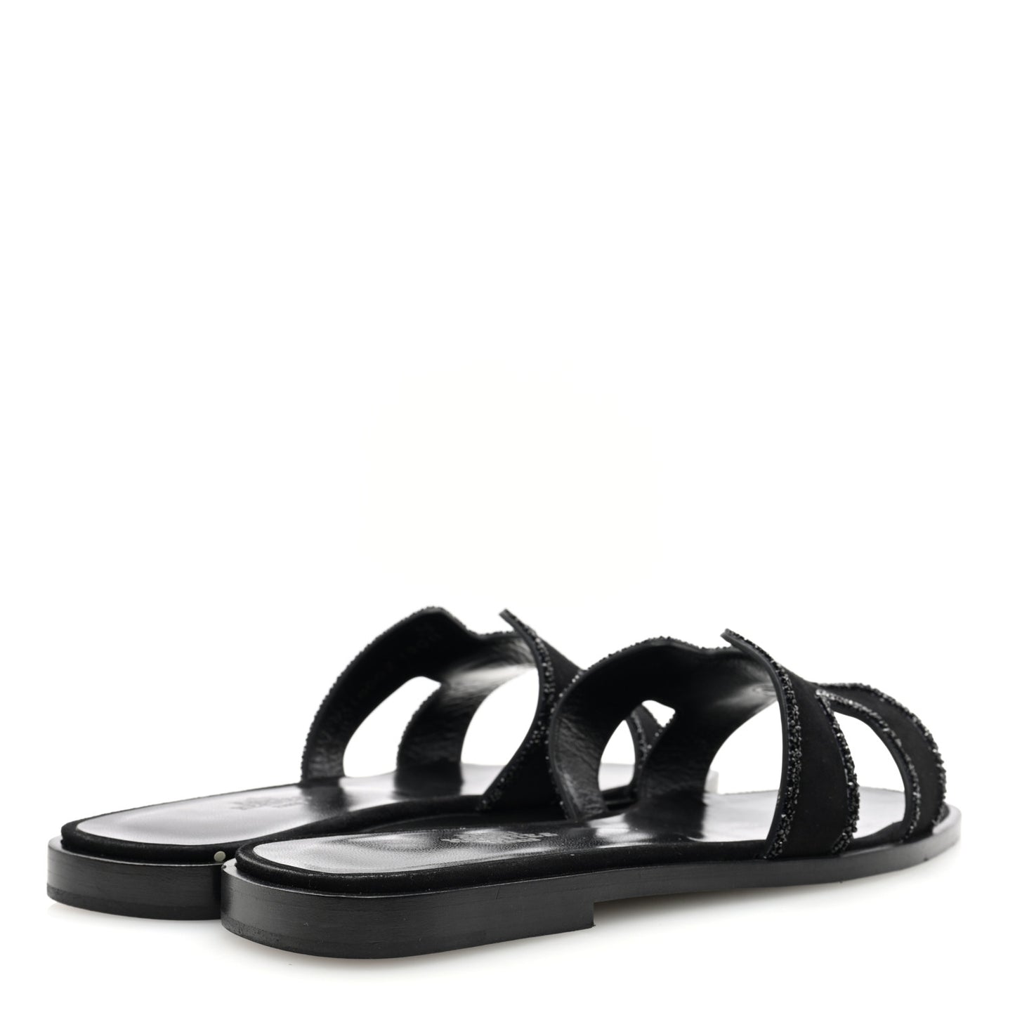 Suede Goatskin Crystal Embellished Oran Sandals 35 Black