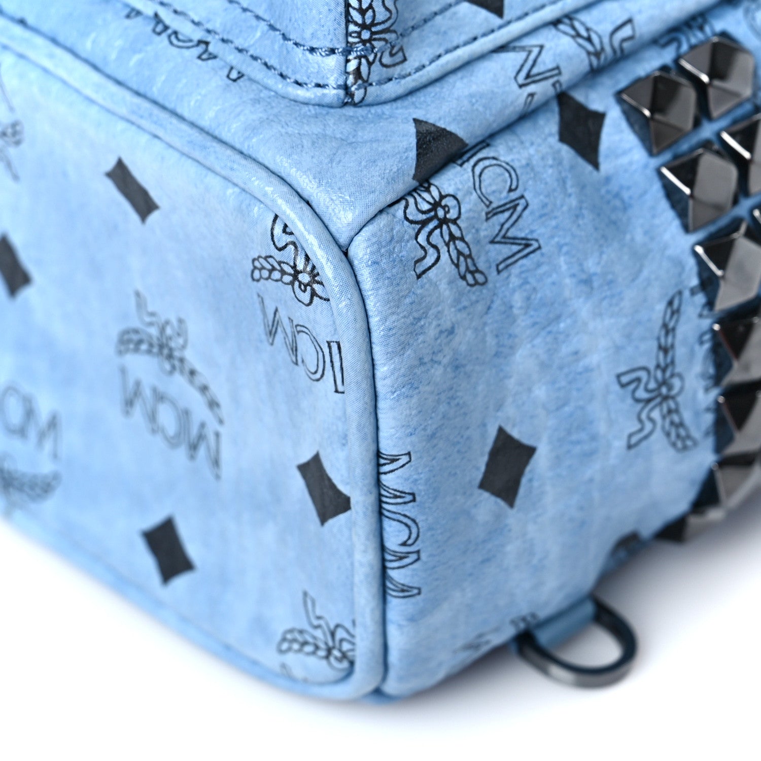 MCM Visetos Side Stud X-Mini Stark Bebe Boo Backpack Blue 8 of 8