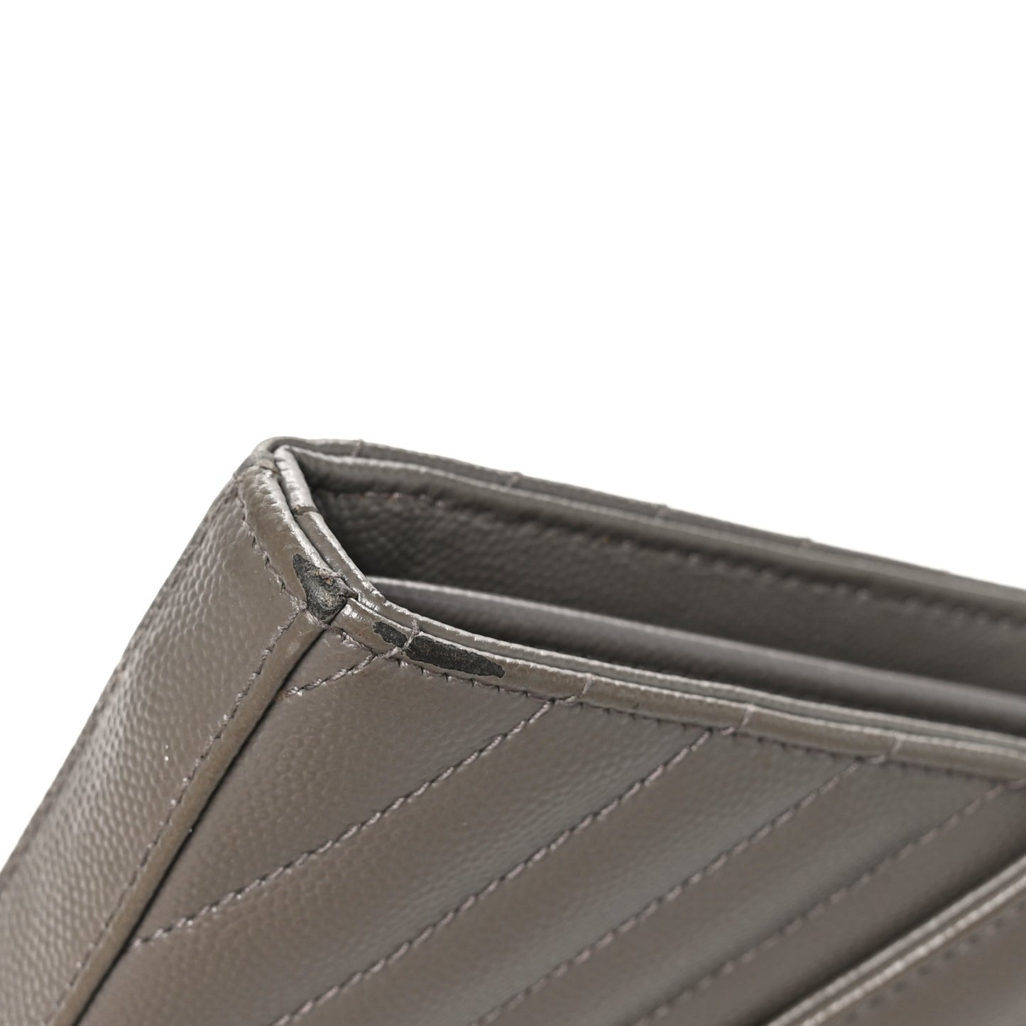 Grain De Poudre Matelasse Chevron Monogram Chain Wallet Fog
