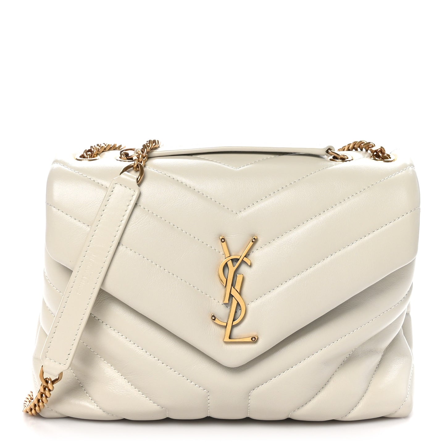 Calfskin Y Quilted Monogram Small Loulou Chain Satchel Crema Soft