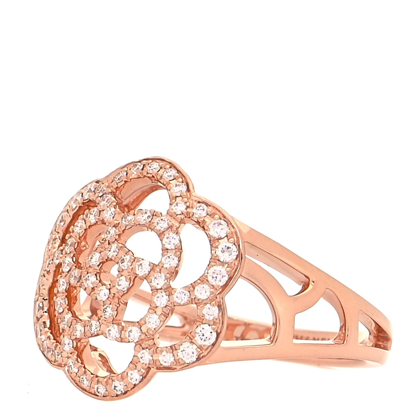 18K Rose Gold Diamond Camellia Ring 58 8.5