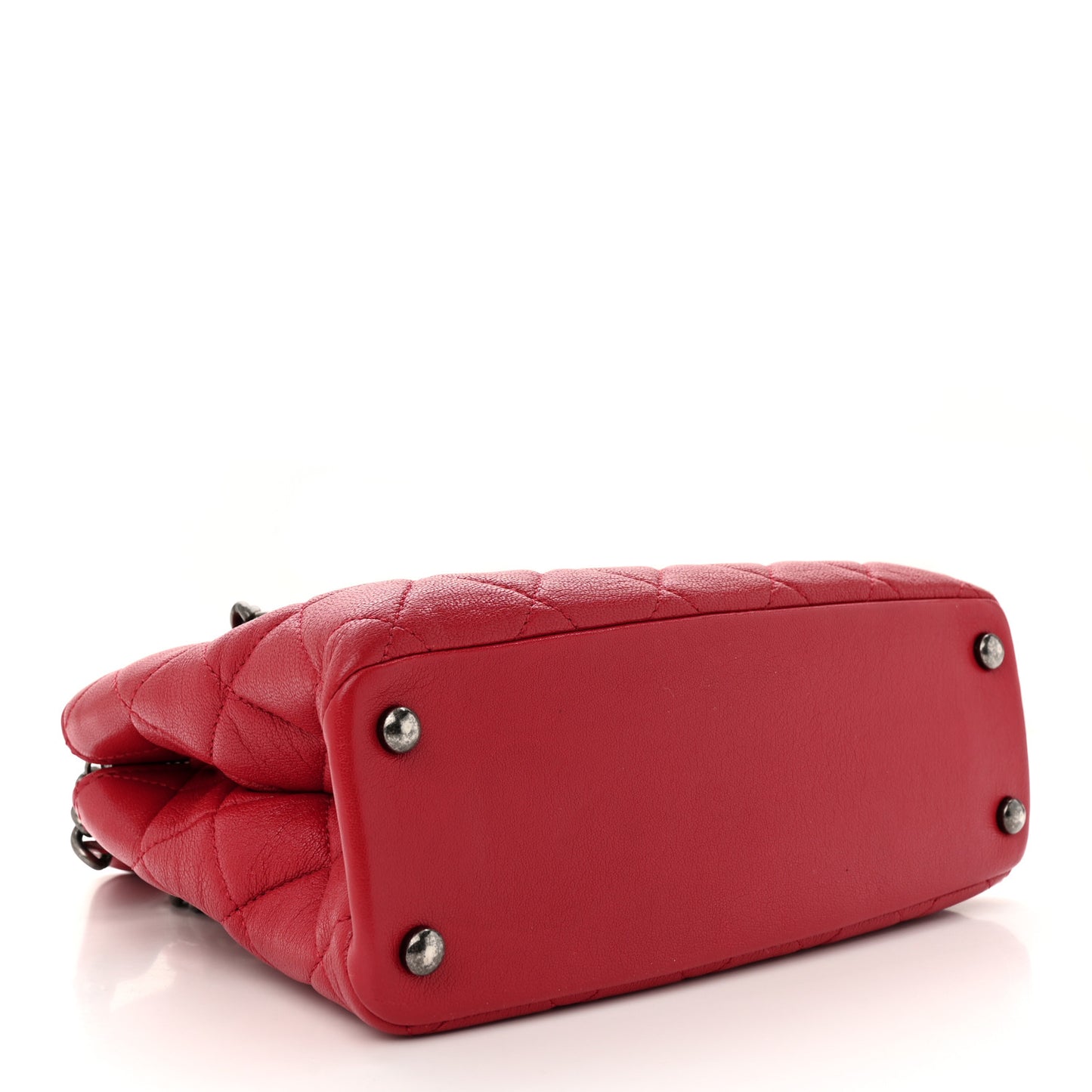 Shiny Sheepskin Quilted Small Shopping Tote Red