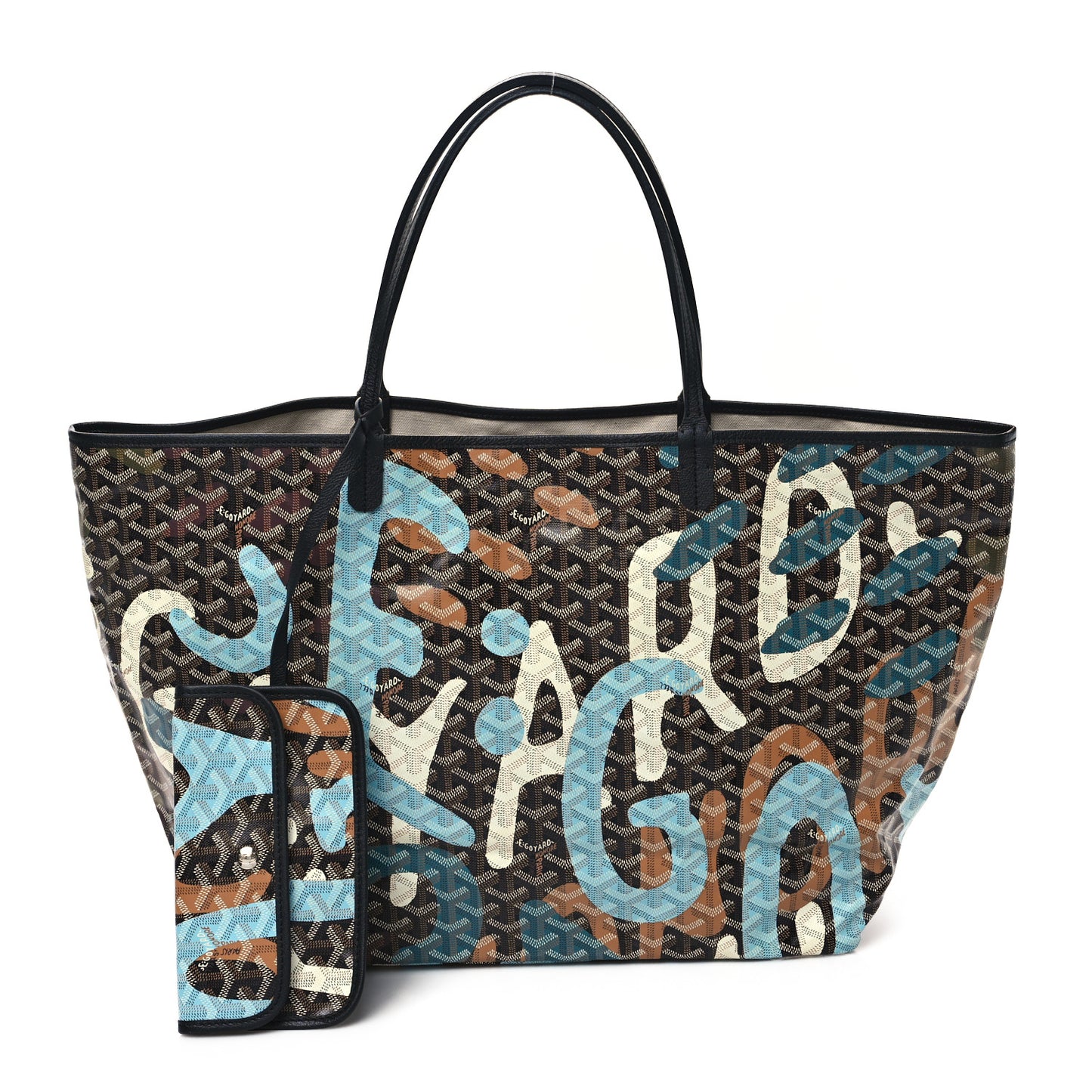 Goyardine Saint Louis Lettres Camouflage GM Black Blue