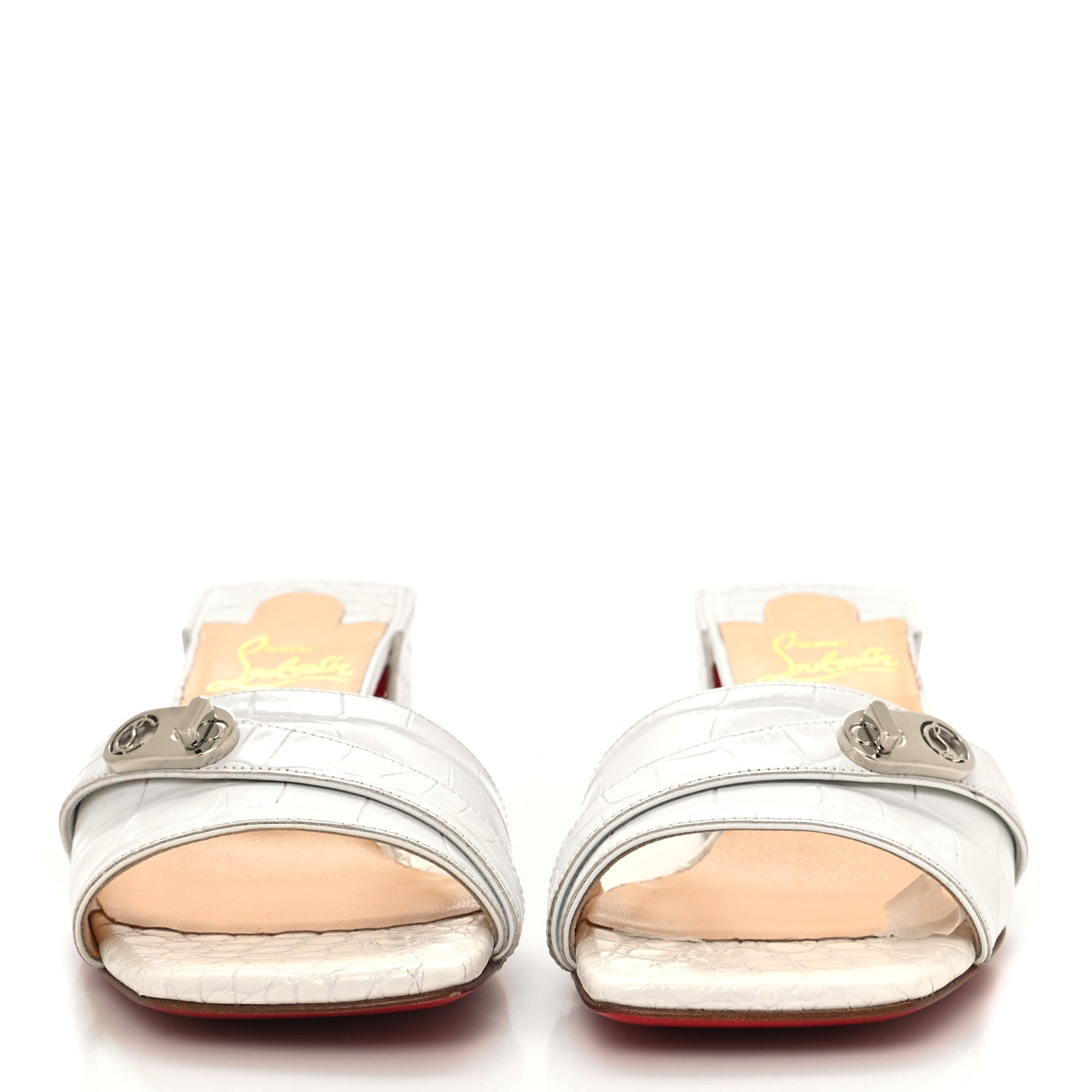 Christian Louboutin Calfskin Crocodile Embossed Lock Art 55 Sandals 35 Bianco 2 of 8