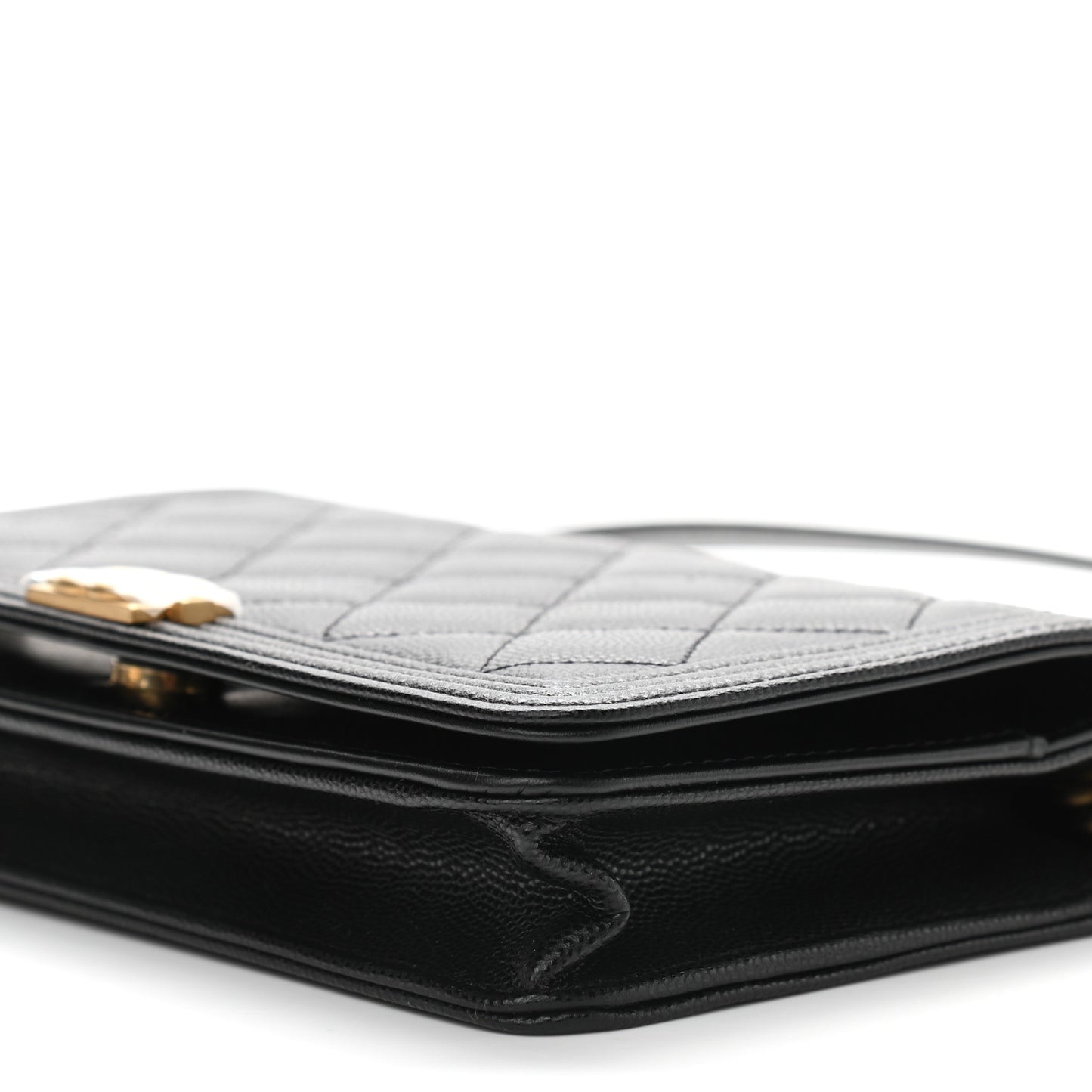 Caviar Quilted Boy Wallet On Chain WOC Black