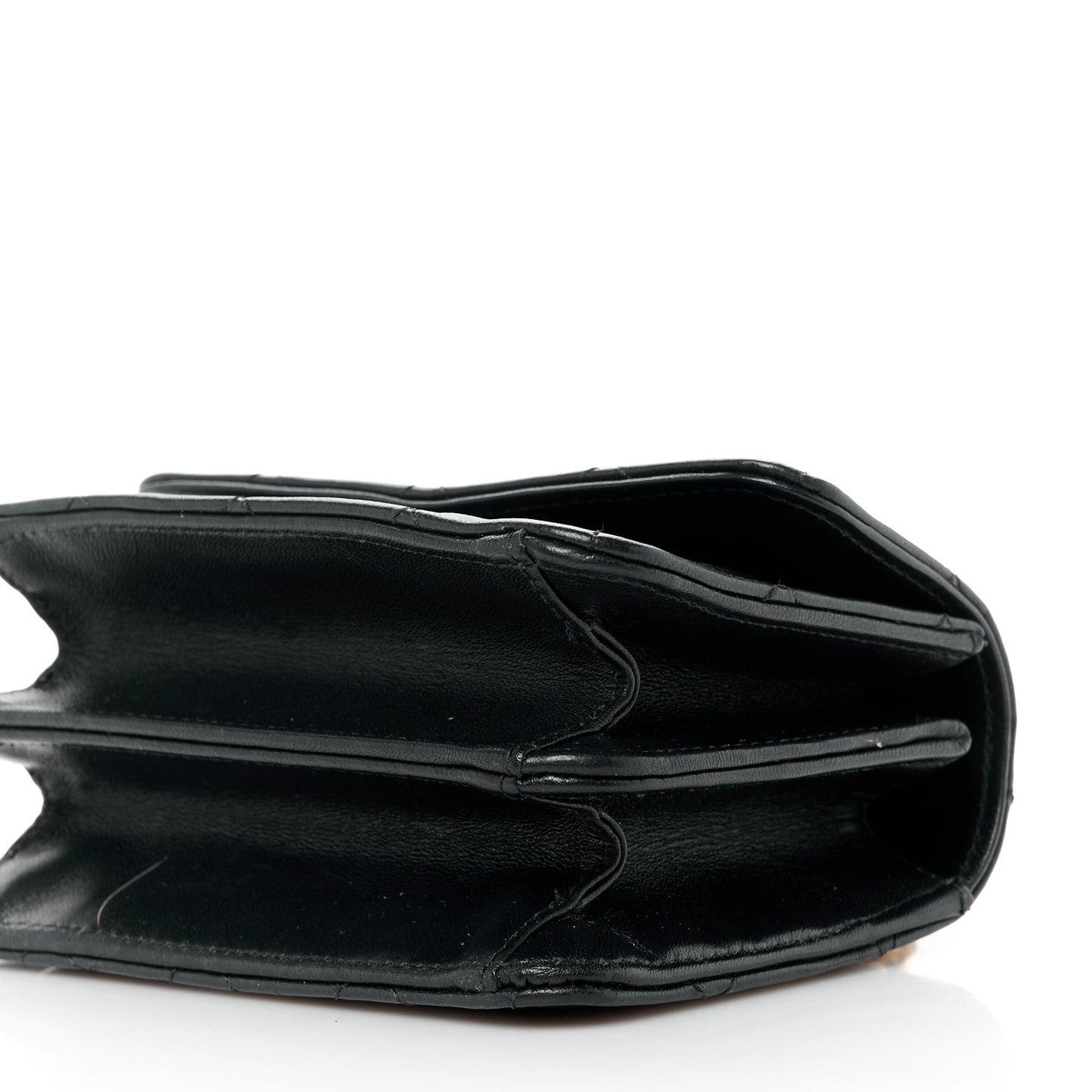 Lambskin Quilted Chain Top Handle Clutch With Chain Black