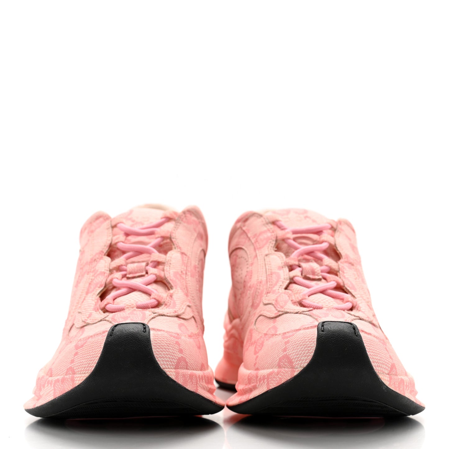 Ultralight Plume Calfskin Monogram Printed Womens Gucci Run Sneakers 39 Pale Pink