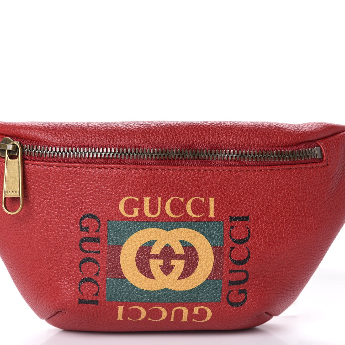 Grained Calfskin Small Logo Belt Bag Hibiscus Red
