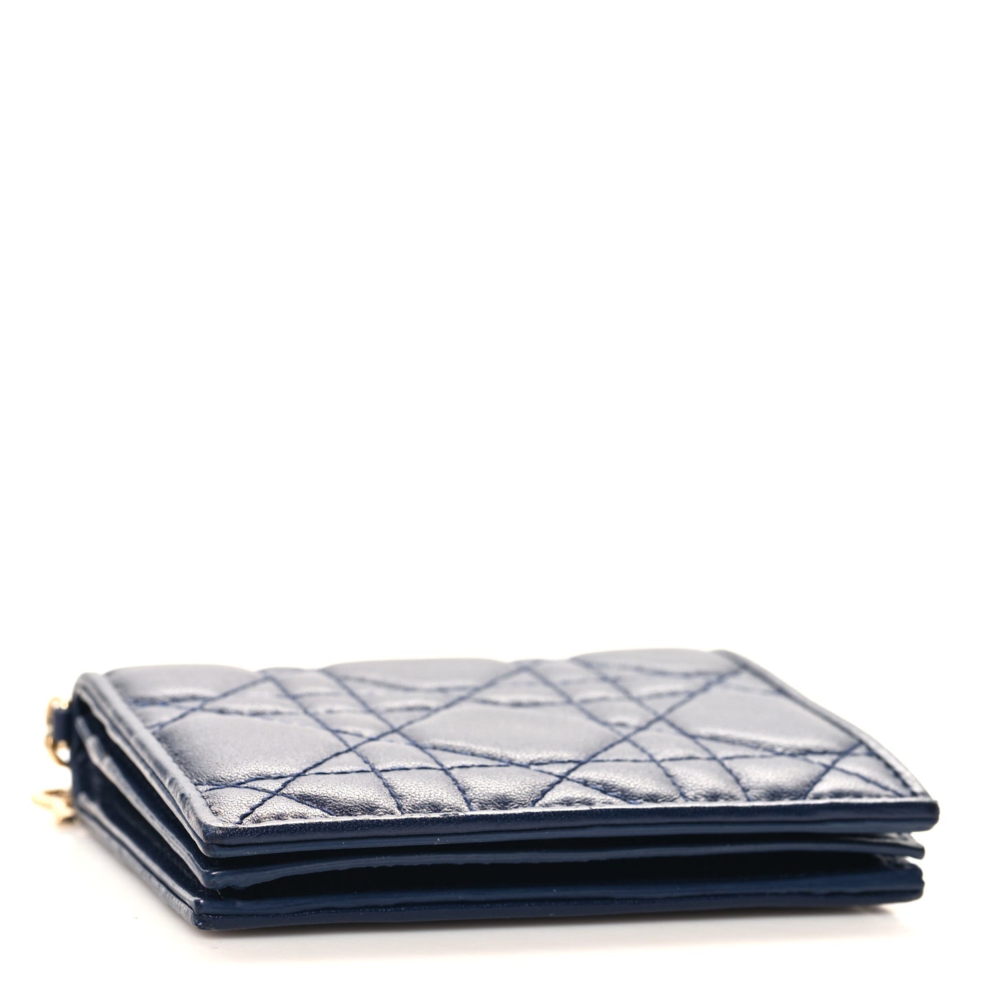 Lambskin Cannage Mini Lady Dior Wallet Navy