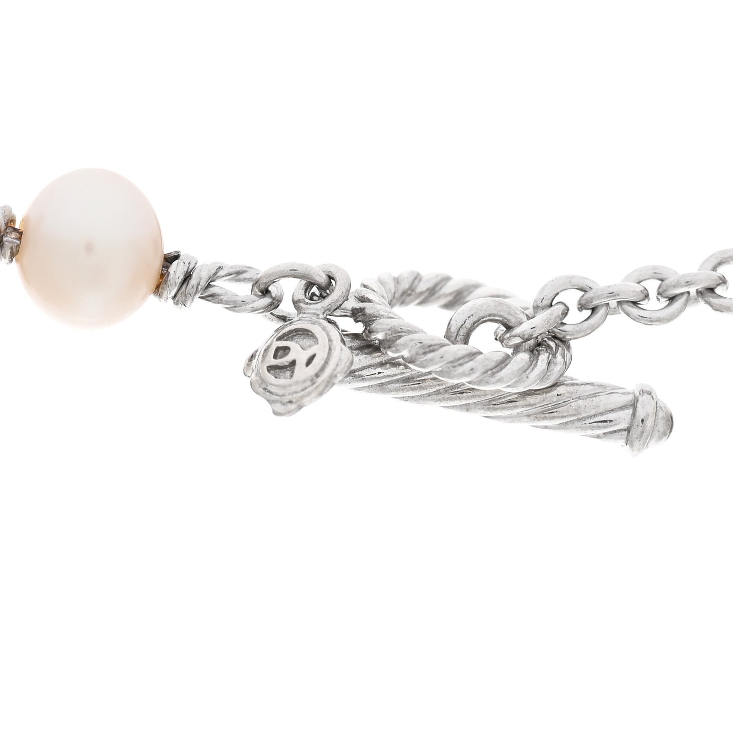 Sterling Silver Pearl 9mm Quatrefoil Long Chain Necklace