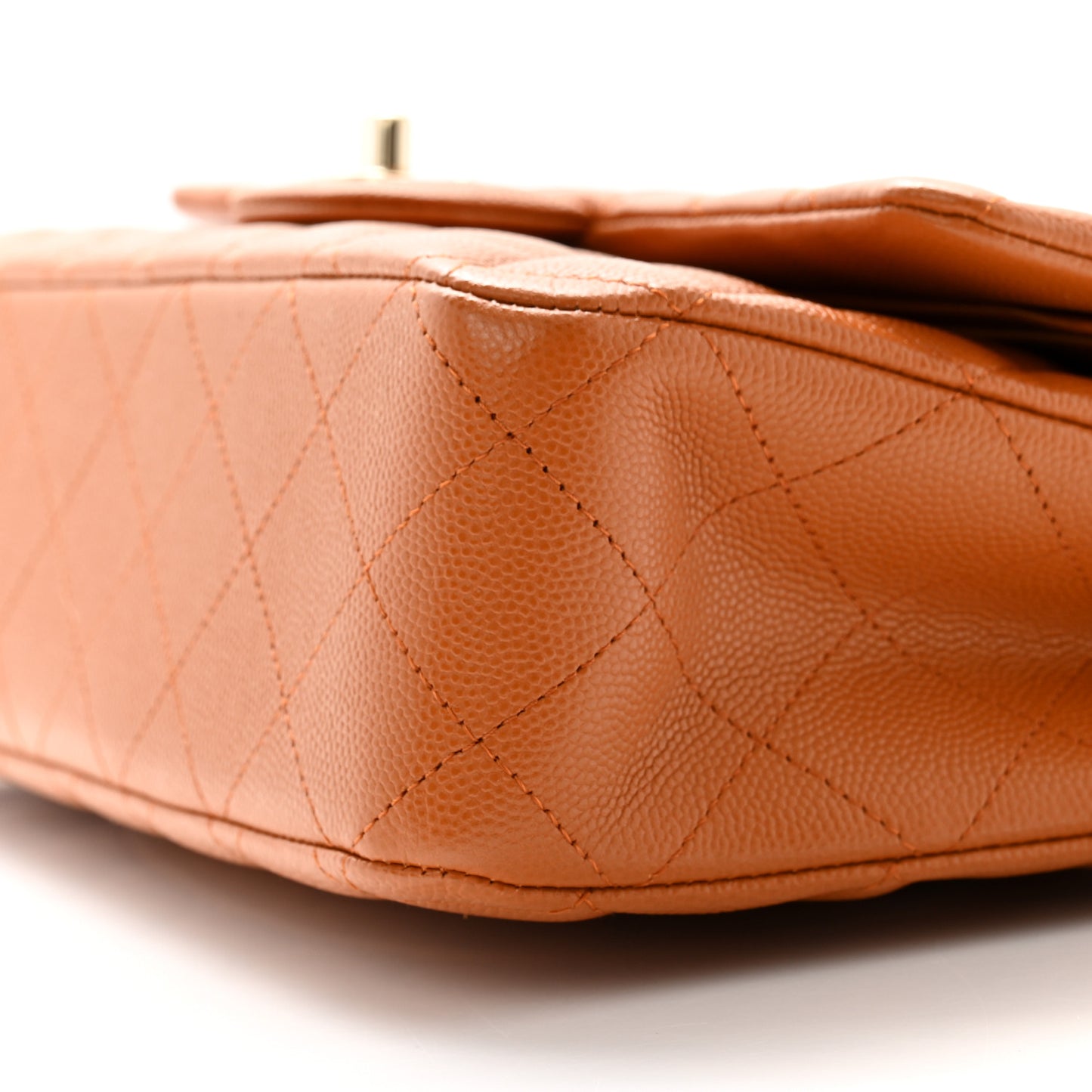 Caviar Quilted Medium Double Flap Light Brown