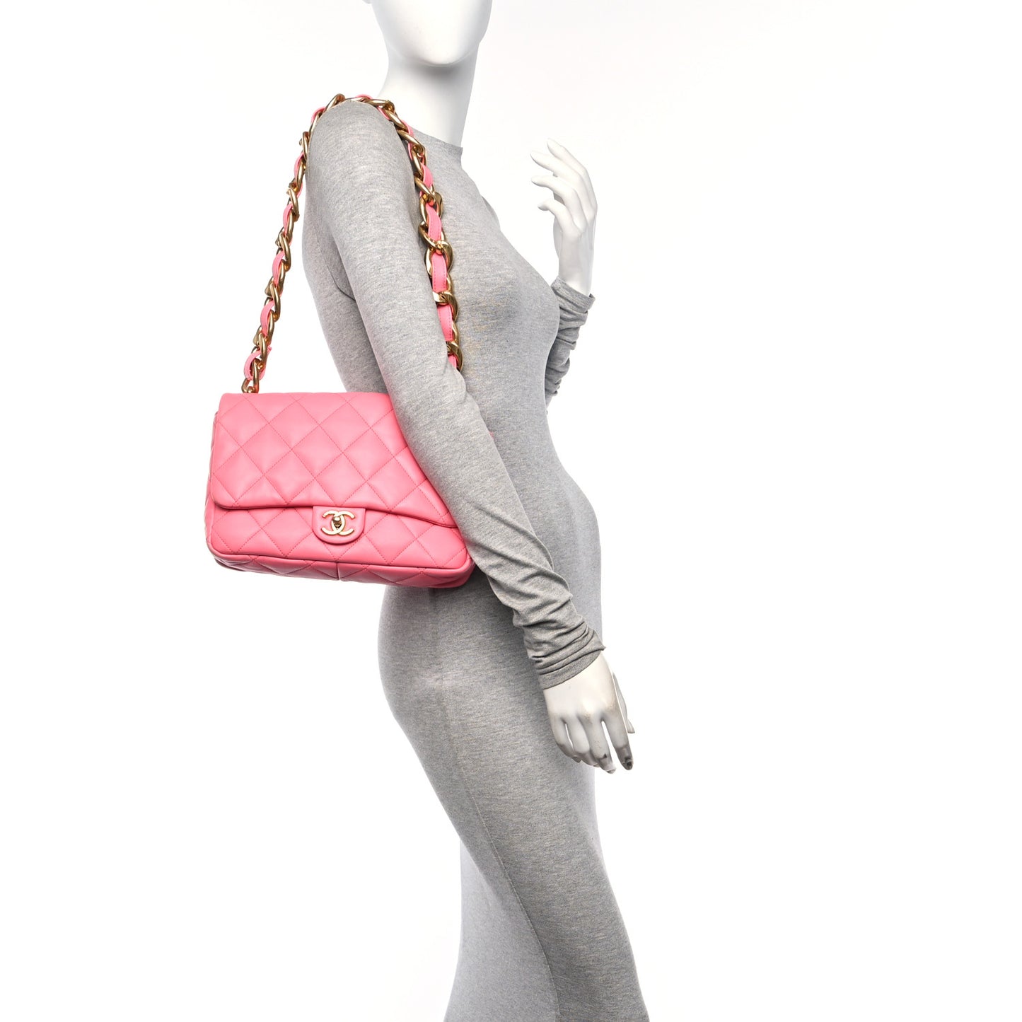 Lambskin Quilted Large CC Funky Town Flap Pink