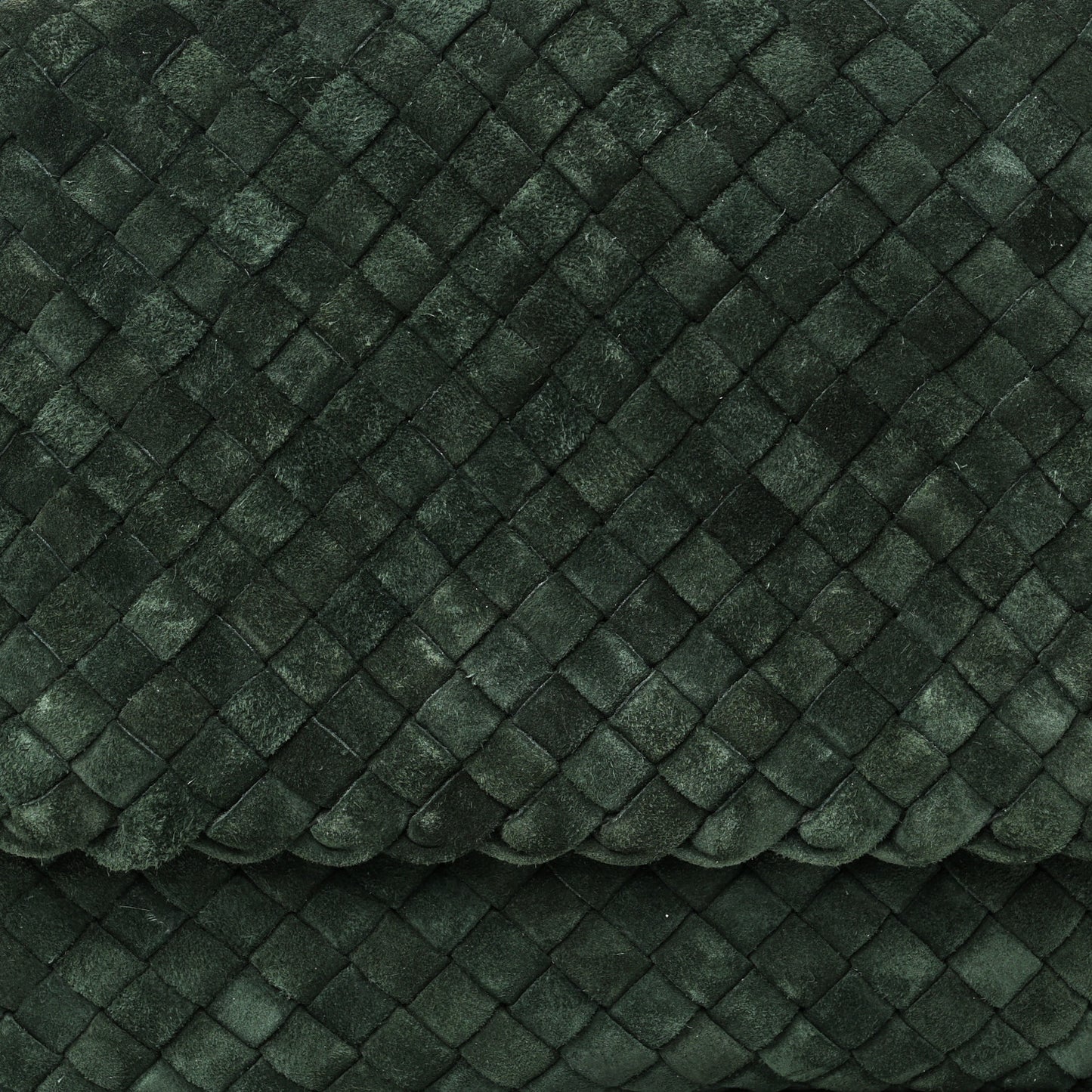 Suede Intrecciato Small Cobble Messenger Bag Emerald Green