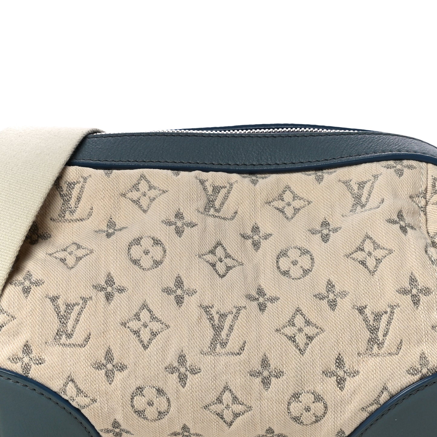 Monogram Denim Pochette Round Blue