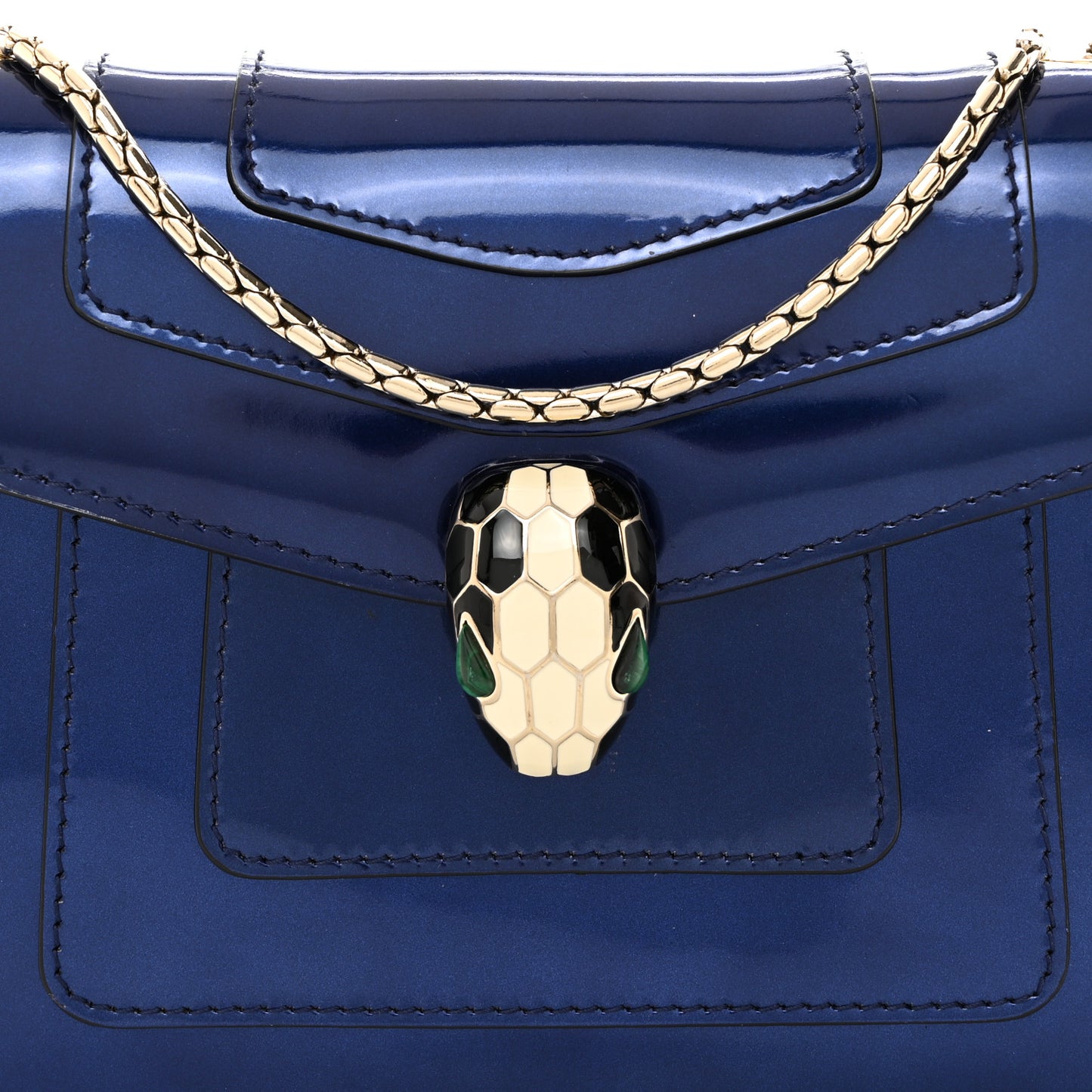 Metallic Calfskin Small Serpenti Forever Snake Strap Crossbody Bag Blue