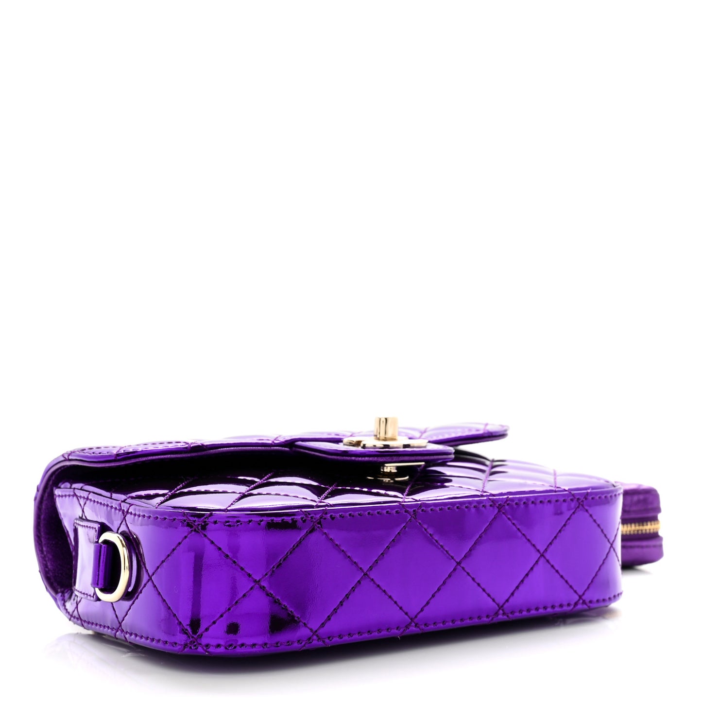 Mirror Calfskin Metallic Calfskin Quilted Hollywood Boulevard Mini Flap With Star Coin Purse Purple