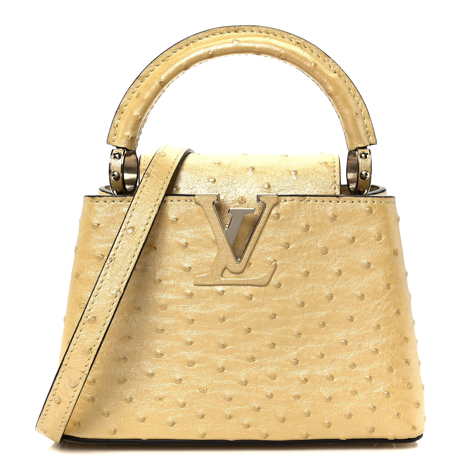 Louis Vuitton Iridescent Ostrich Capucines Mini Yellow 1779175