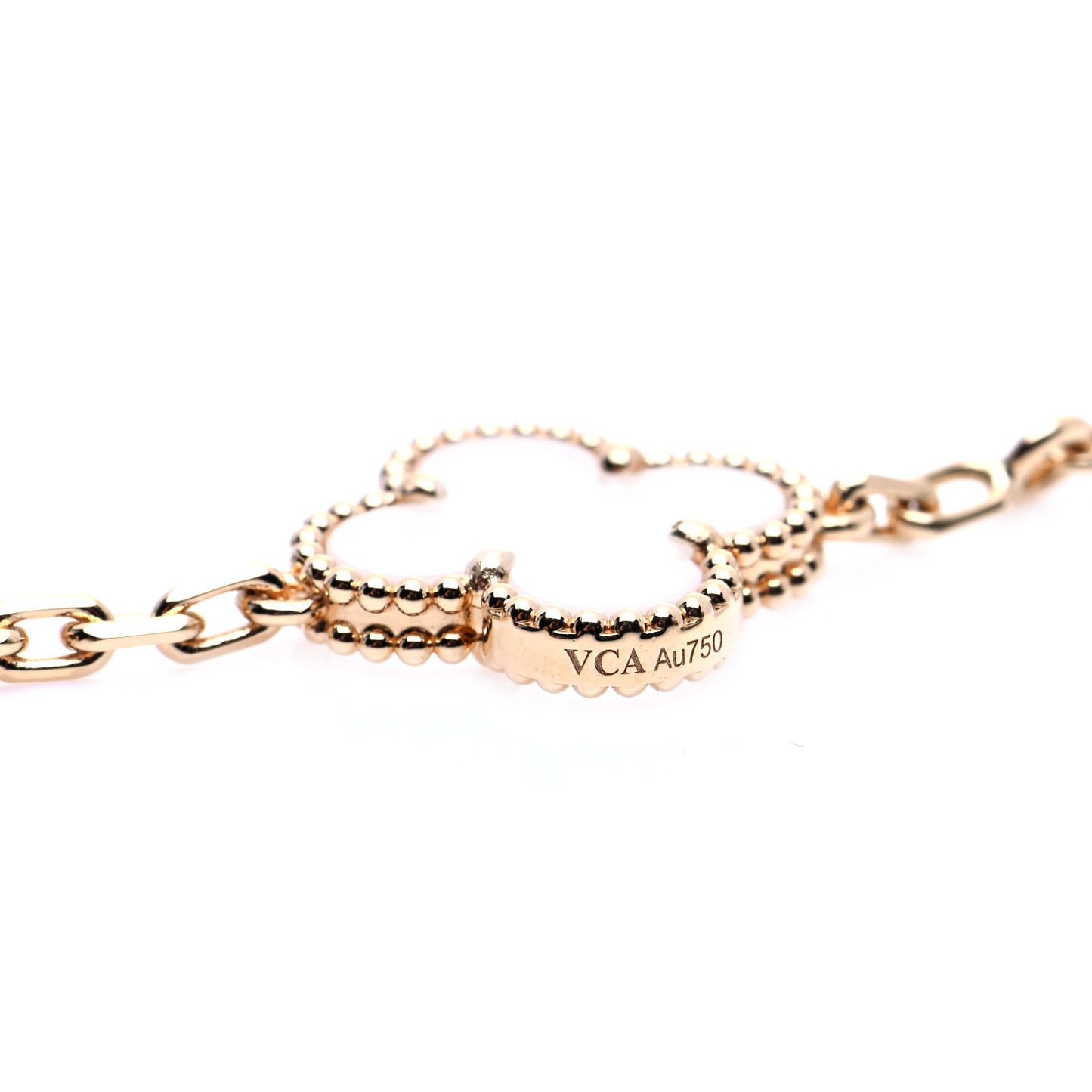 18K Yellow Gold Rock Crystal 5 Motifs Vintage Alhambra Bracelet