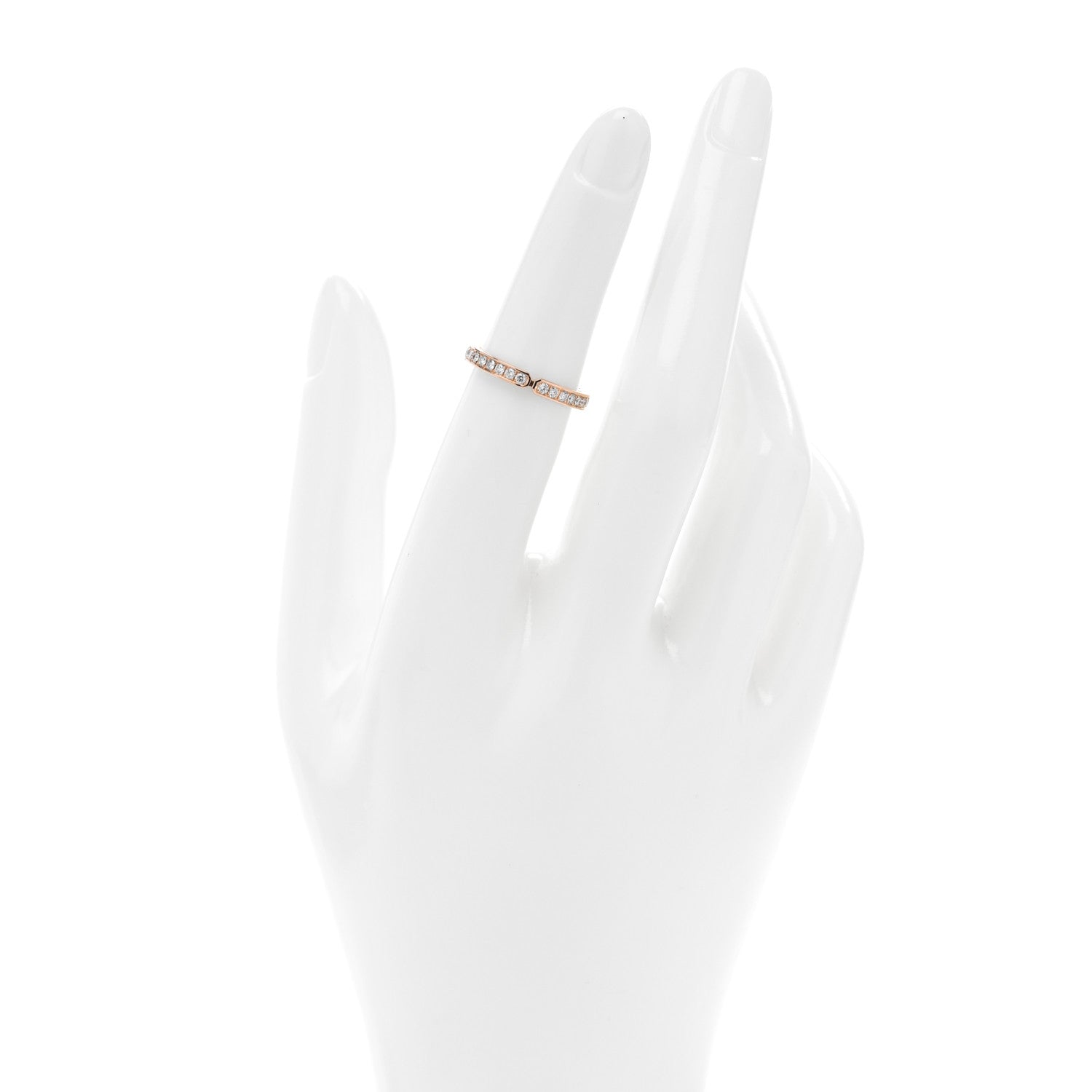Hermes 18K Rose Gold Diamond PM Ever Kelly Wedding Band Ring 50 5.25 2 of 5