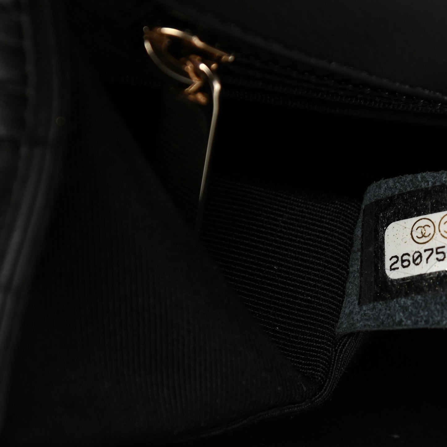 Calfskin Chevron Quilted Mini Statement Flap Black