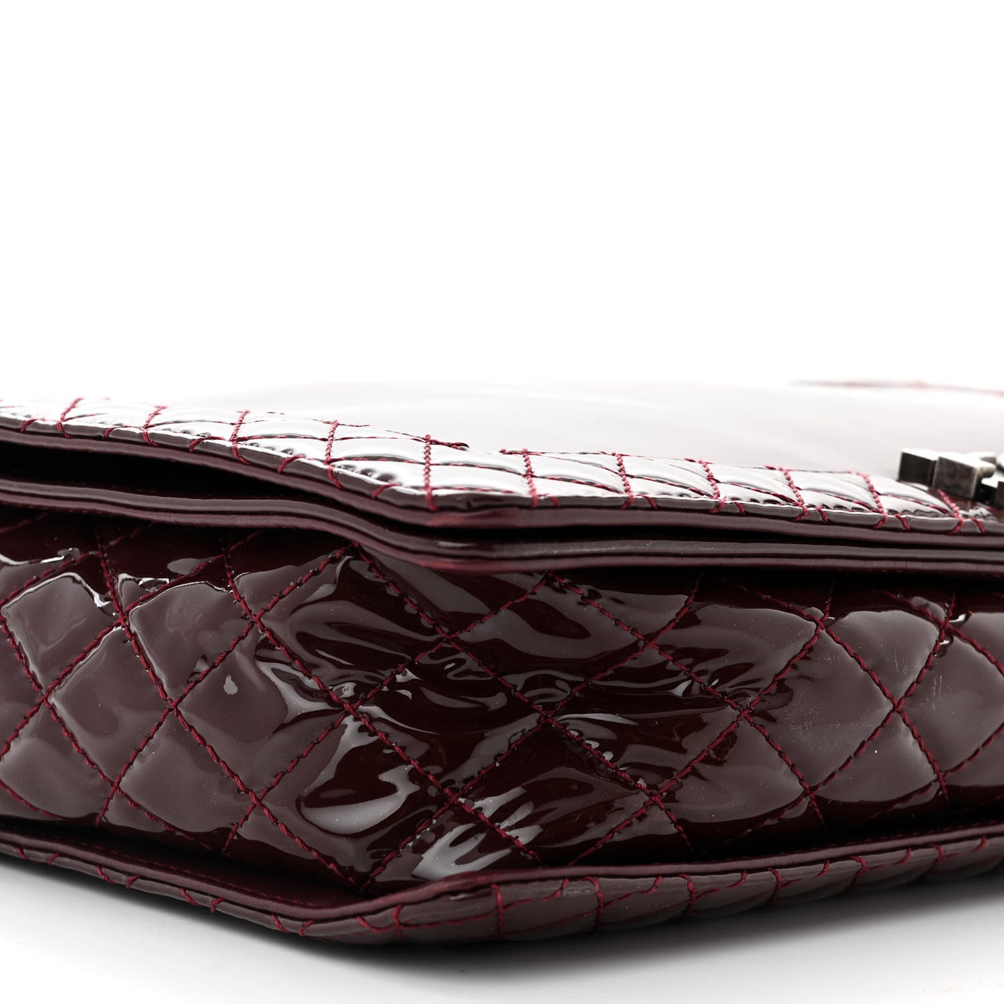 Patent Large Boy Reverso Flap Burgundy