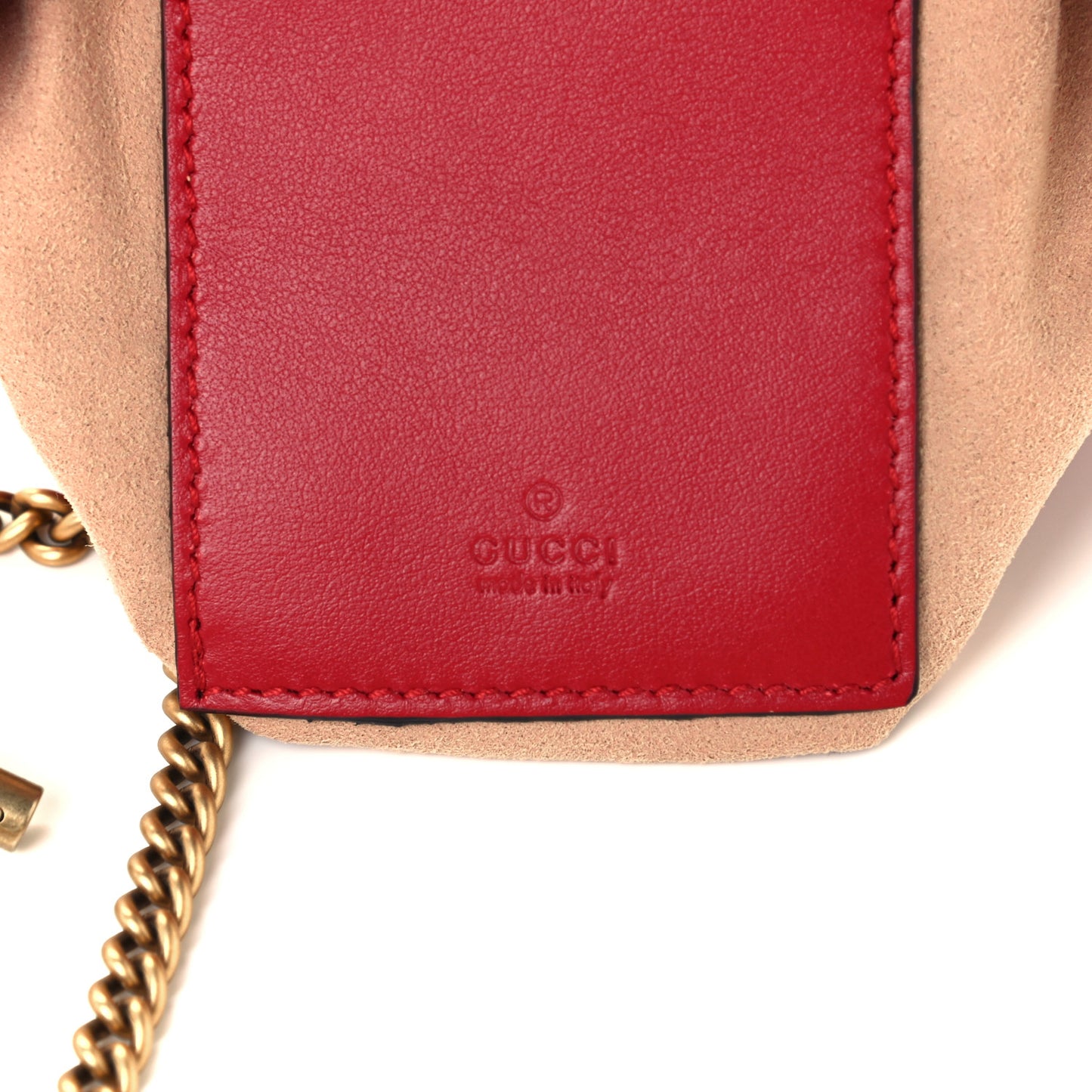 Calfskin Matelasse Mini GG Marmont 2.0 Bucket Bag Hibiscus Red